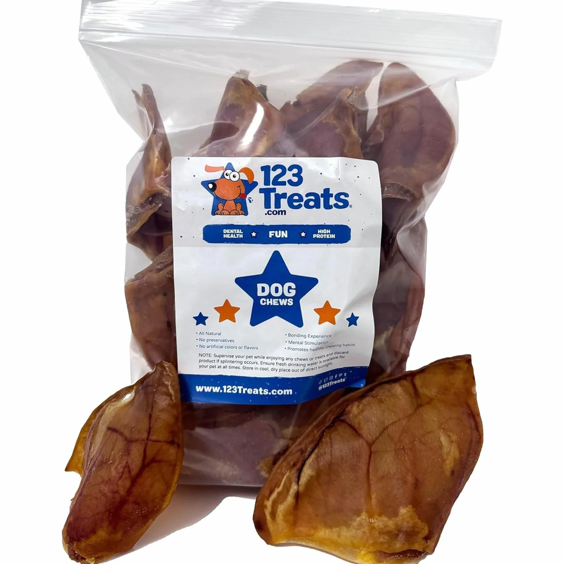 123 Treats Grandes Oreilles de Porc pour Chiens de qualité Chien à mâcher Oreilles de Porc 100% Naturelles Pleines de protéines pour Votre Animal de Compagnie (30 unités)
