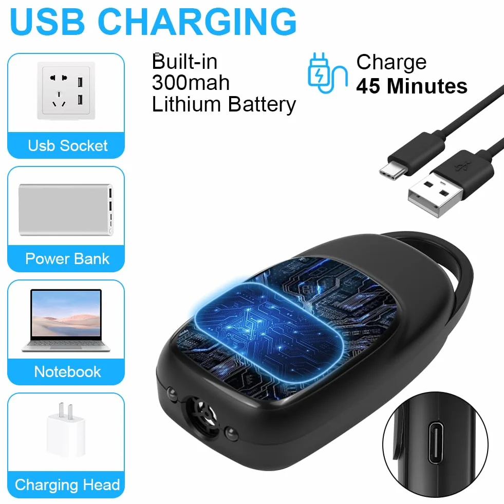 Aomig Anti Aboiement Ultrason Chien, Mini Boitier Portable, LED Stroboscopique, Rechargeable, Dispositif d'Arrêt d'Écorce, Dissuasif Intérieur Extérieur Petit Grand Chien