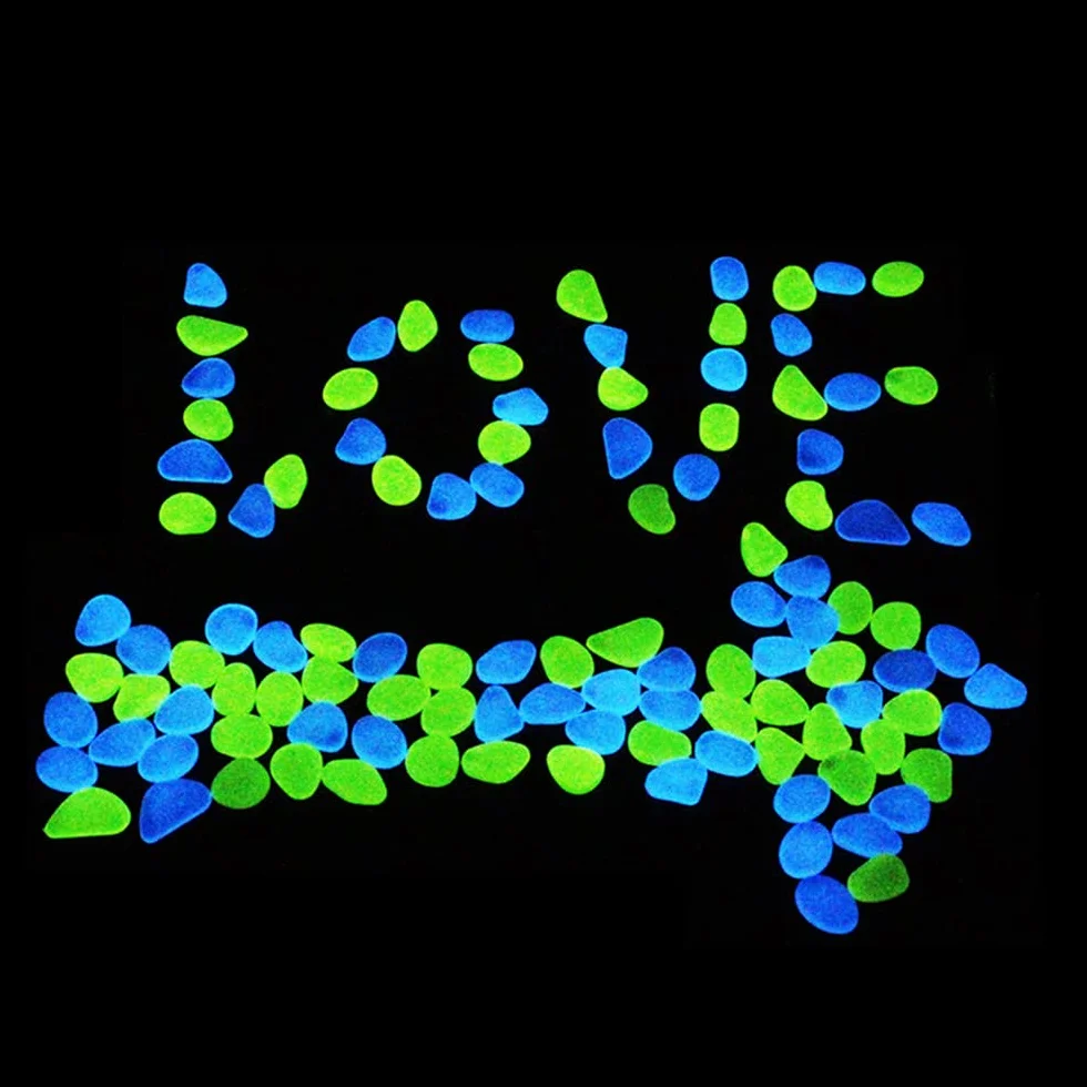 Lot de 300 galets lumineux multicolores pour aquarium, terrarium, jardin Blanc