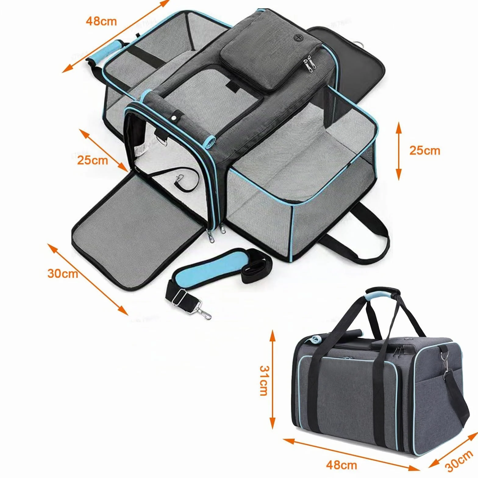 Sac de transport pliable pour chat - Respirant - Avion, voiture, voyage - Petits chiens