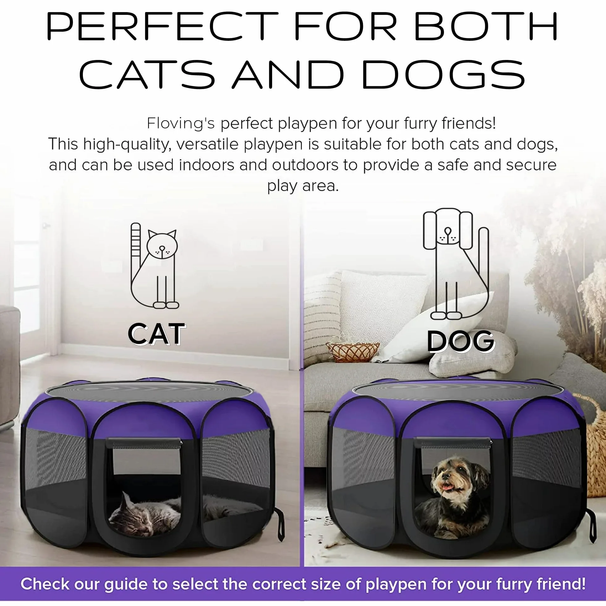 Parc Portable Pliable pour Animaux de Compagnie Cage Chat Tente Chiot Rose L