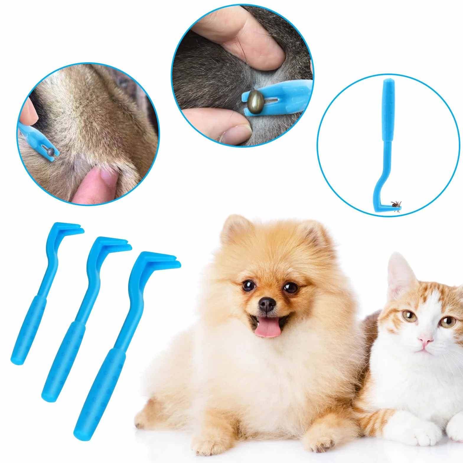 VFANDV Tire Tique pour Chiens, 3 Tailles Set Tire Tique, Crochet à Tiques, Pince à Tiques, Parfait pour Tout Kit d'urgence Tiques, Retireur de Tiques Fiable pour Chiens, Chats, Chevaux et Hommes