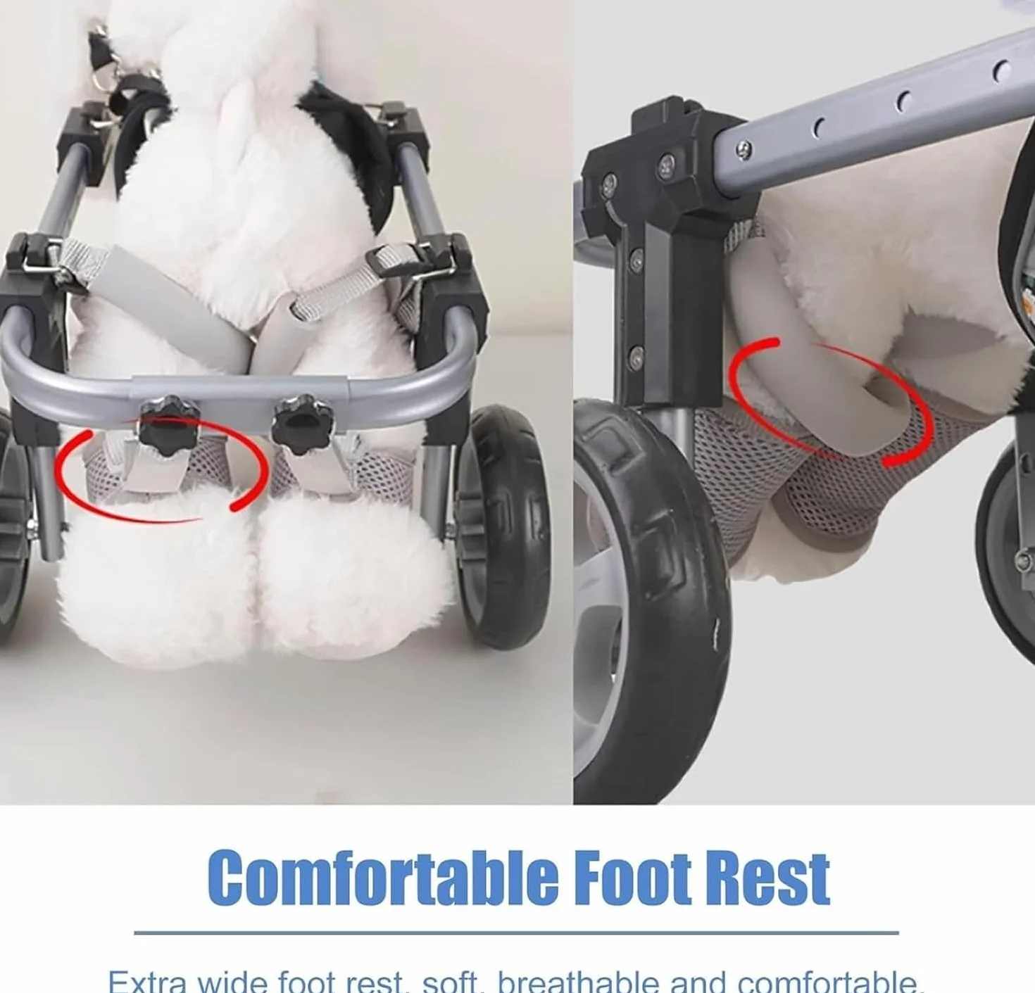 Fauteuil Roulant Réglable 4 Roues pour Chiens Blessés Handicapés Âgés Aide Mobilité Légère Petites Grandes Races