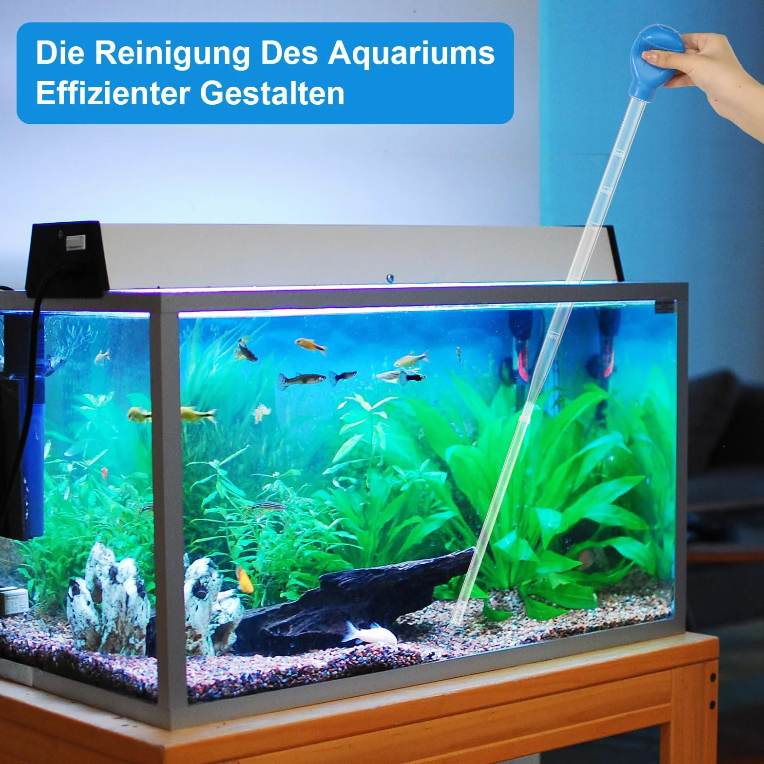 prota Grande pipette d'aquarium - 45 cm - 50 ml - Extra longue - Avec tube d'extension de 25 cm de long - Nettoyeur manuel - Changement d'eau d'aquarium - Accessoire de nettoyage