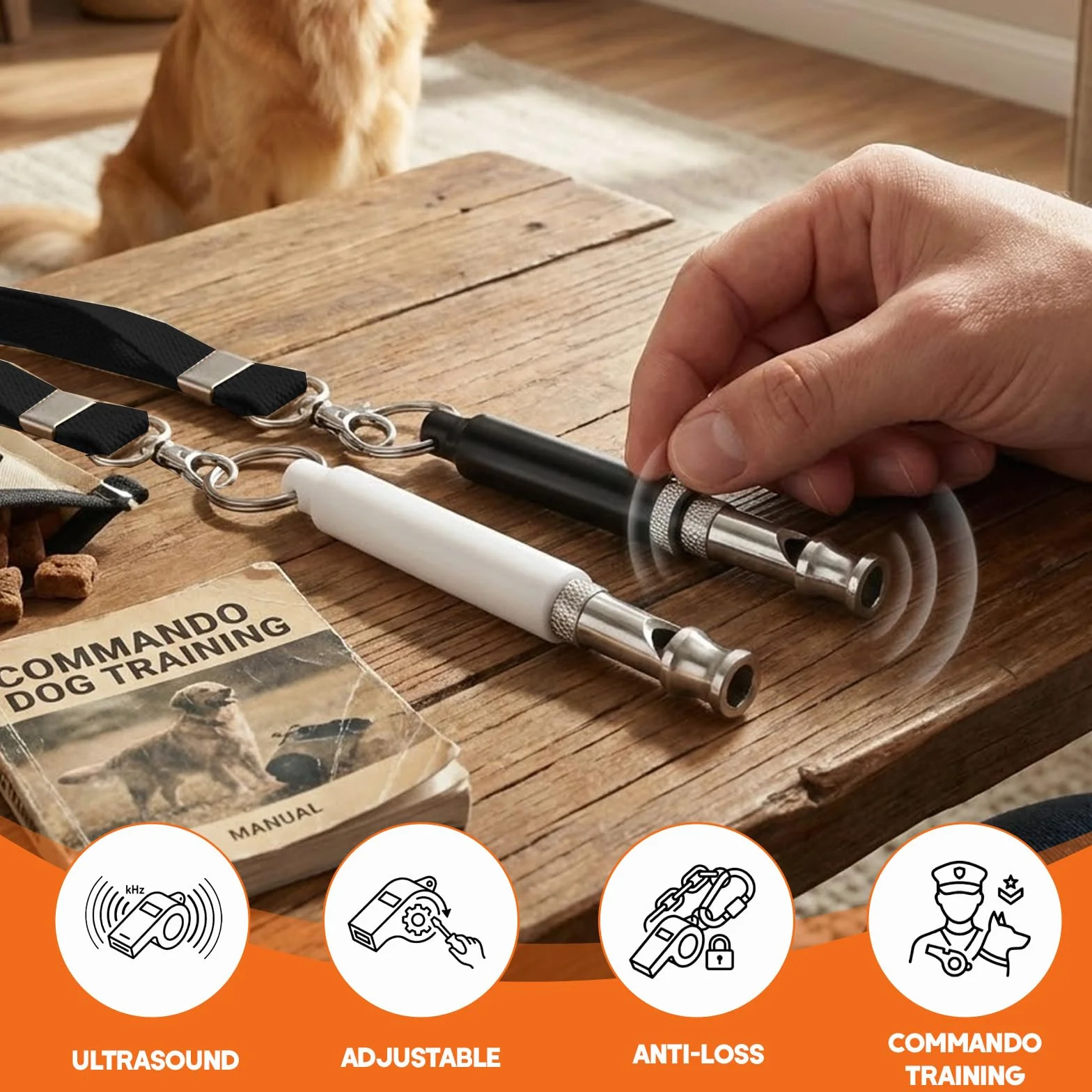 Sifflet Ultrason Chien Rappel Haute Fréquence Silencieux - Fréquence Réglable Individuellement pour Entraînement