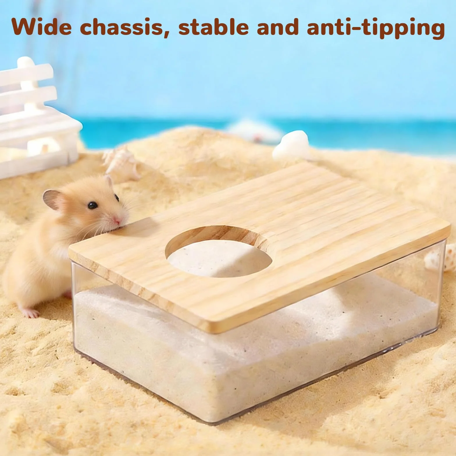 Maison De Toilette Hamster 18,5x12,5x8,5cm Acrylique Transparent avec Échelle et Pelle Salle Bain Hamster