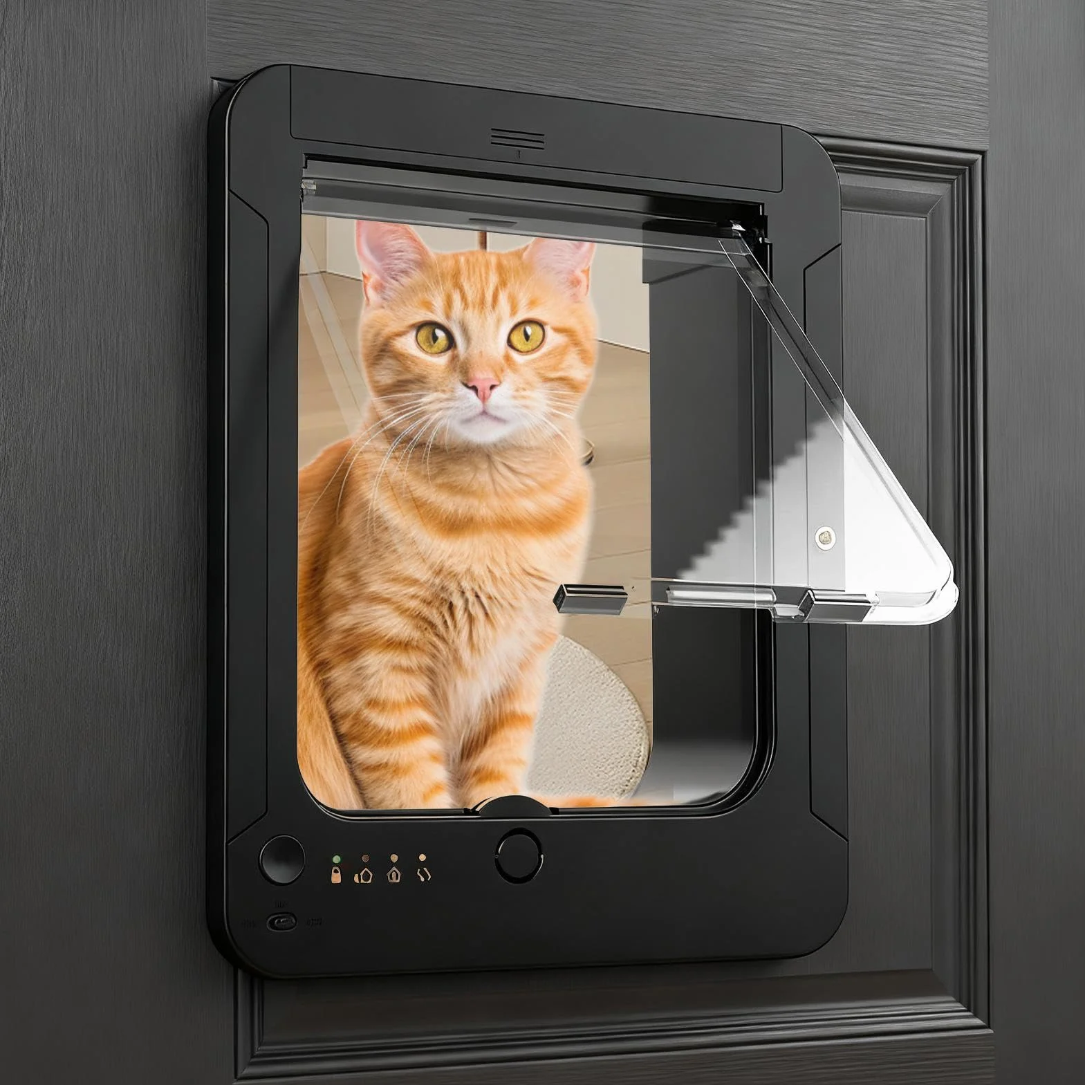 Porte Chat Puce Électronique Porte Intelligente pour Animaux avec | Ouverture À Battant Pour Chats Pour Extérieur Terrasse Balcon Couloir