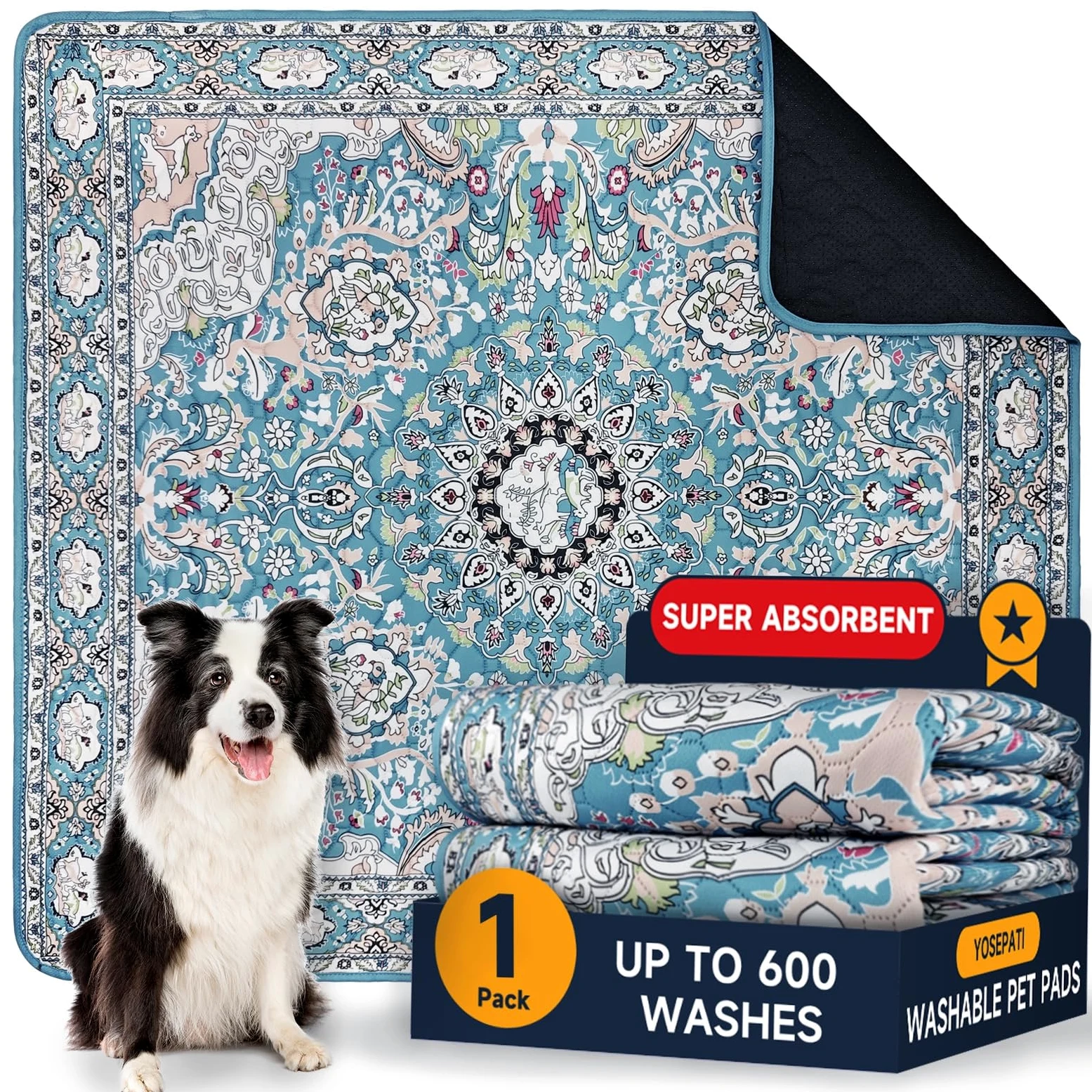 Tapis Hygiéniques Lavables pour Chien,182 x182cm, Imperméables pour Chiot | Tapis d'apprentissage Absorbants et à Séchage Rapide, Réutilisables avec, étanches pour Animal Domestique avec Phéromones