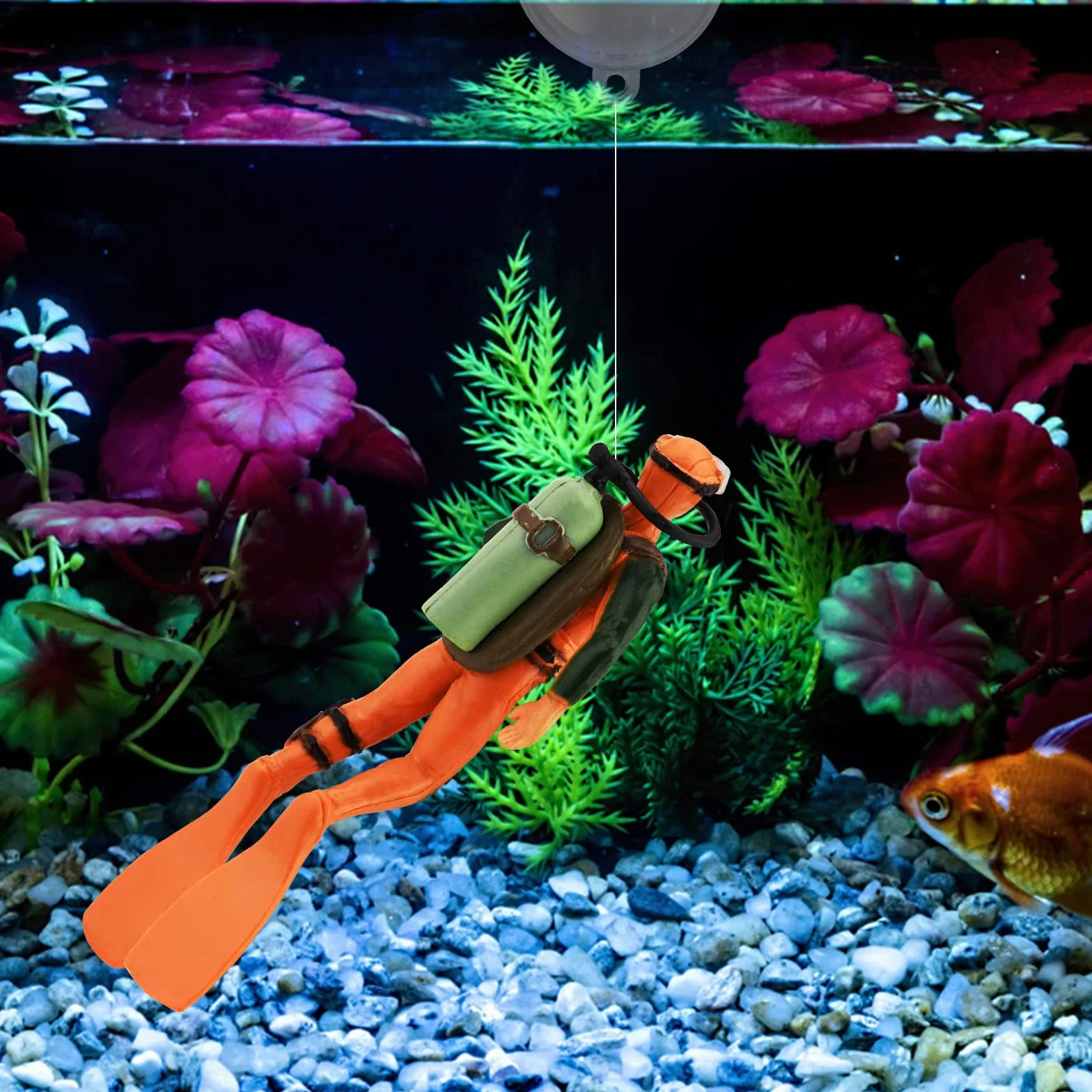 Bekecidi Lot de 2 décorations pour Aquarium Little Diver Ornement Flottant Accessoires Créatifs