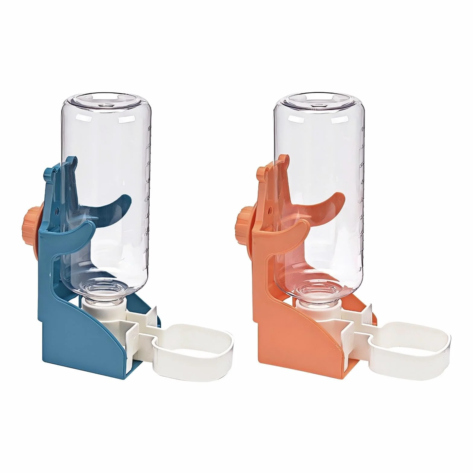 2 pièces de distributeur d'eau automatique pour lapins, 500 ml, bouteille de boisson suspendue pour lapins, cochons d'Inde, chinchillas, hérissons, furets, hamsters (Bleu, Orange)
