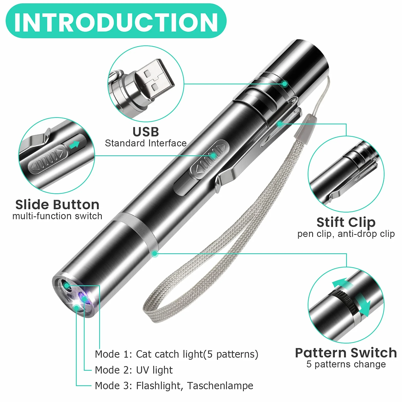 Jouet Chat Interactif avec LED, Intelligence Électrique Jouets Chats Rechargeable USB