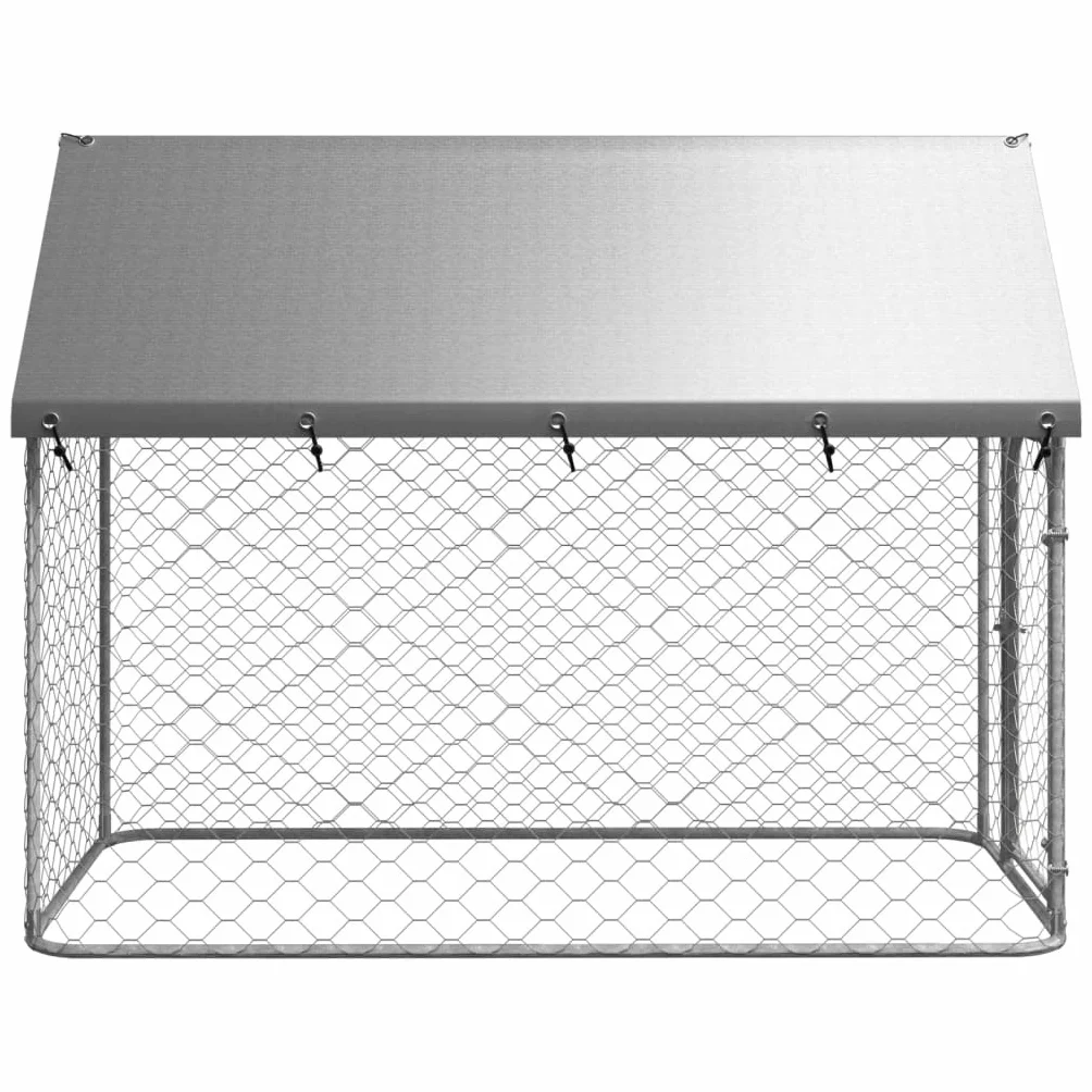 Chenil d'extérieur pour Chien en Métal avec Toit 200x100x150 cm