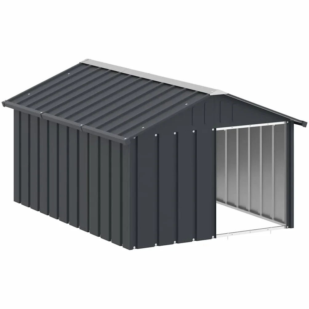 Chenil pour Chien Extérieur Métal Acier Galvanisé Anthracite 116,5x153x81,5 cm