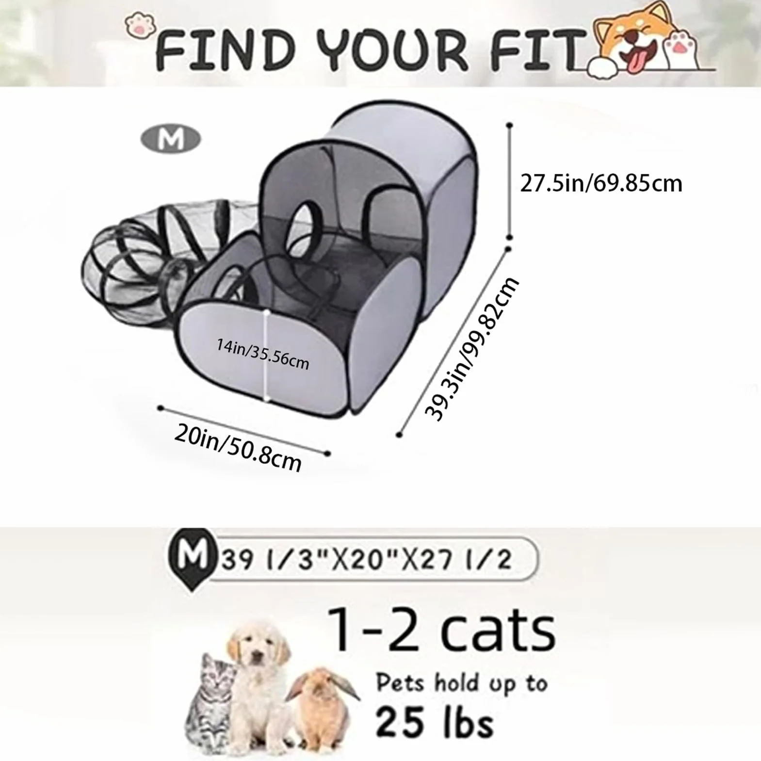 Enclos pour Chats Extérieur Pliable avec Tente de Jeu pour Chaton Chiot Petits Animaux