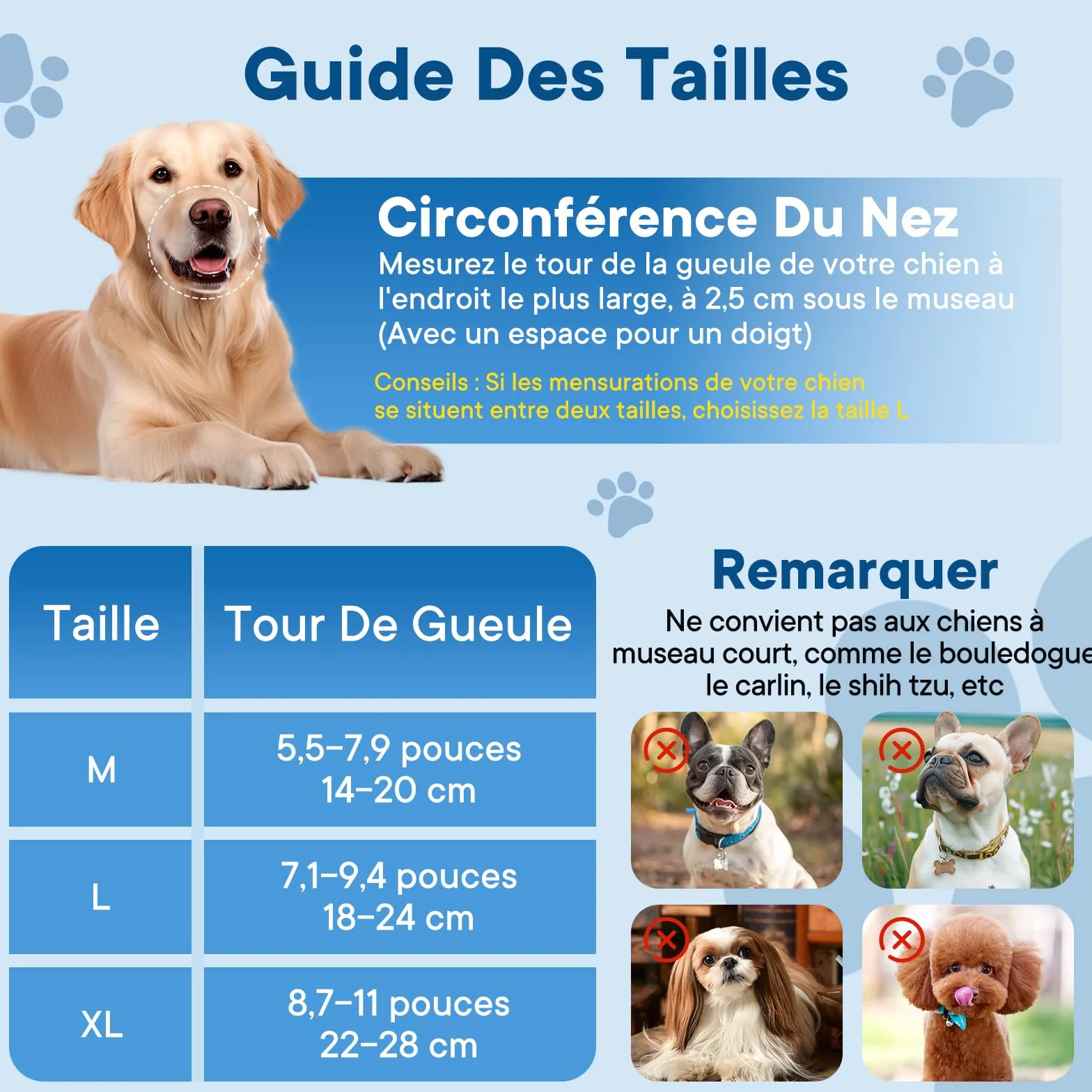 Museliere pour Chien, Ajustable pour Muselière Chien, Anti-aboiement et Mastication, Muselière en Maille à Air Doux pour l'entraînement au toilettage (M)