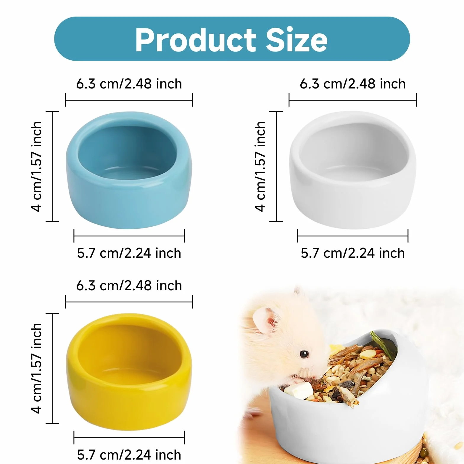Gamelles Céramique Hamster Anti-Morsures Lot de 3 Syrien Gerbilles Souris Rats