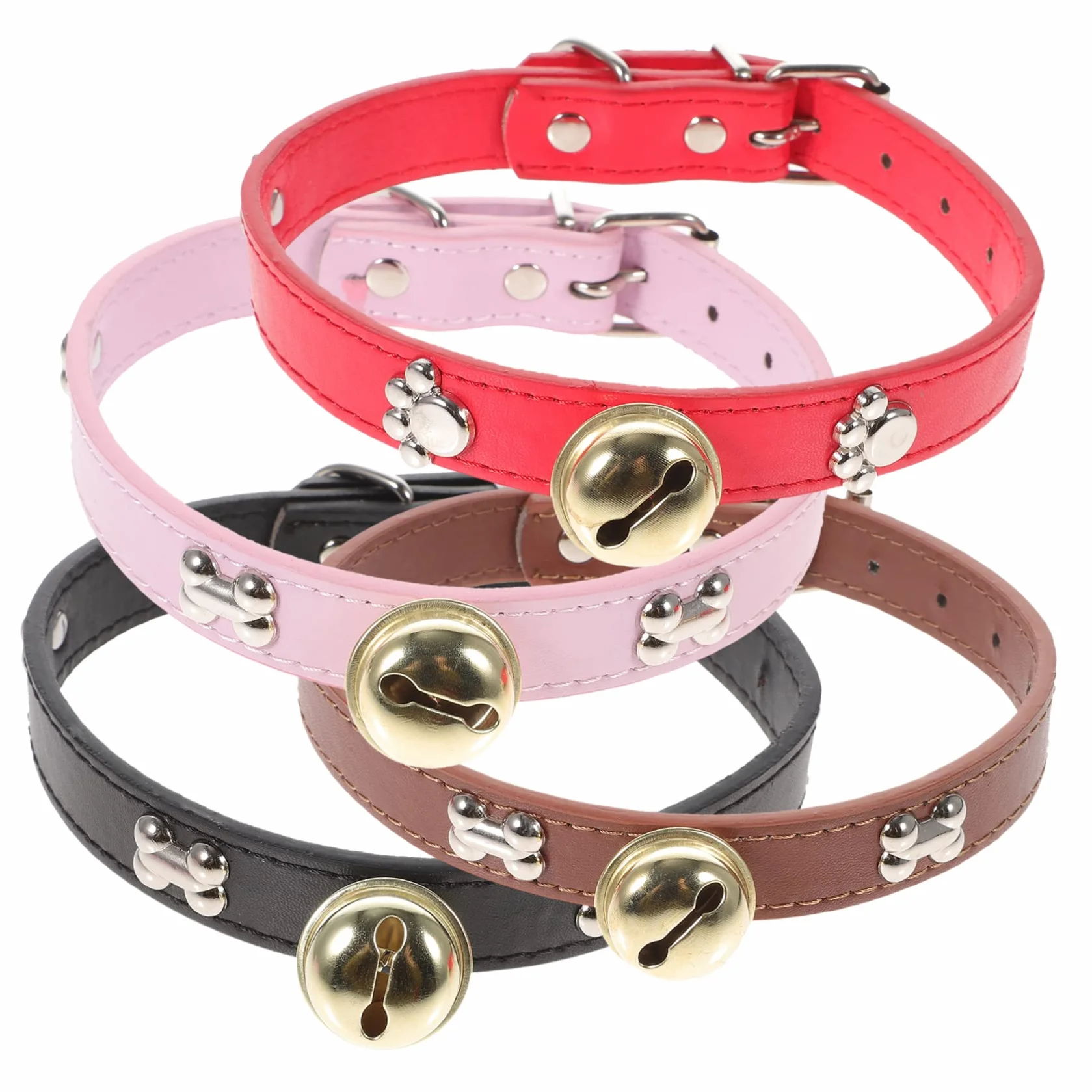VICASKY Lot de 4 Colliers de Chèvre avec Clochettes en PU, Réglables avec Trous, Adaptés pour Moutons et Chèvres en Élevage Extérieur