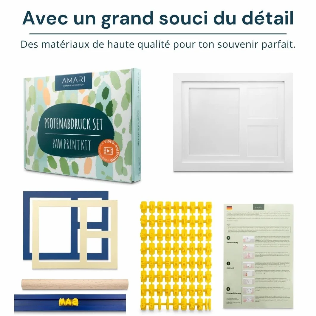 Cadre Photo en plâtre Animal de Compagnie avec Lettres et Chiffres – Empreinte Chien et Chat kit