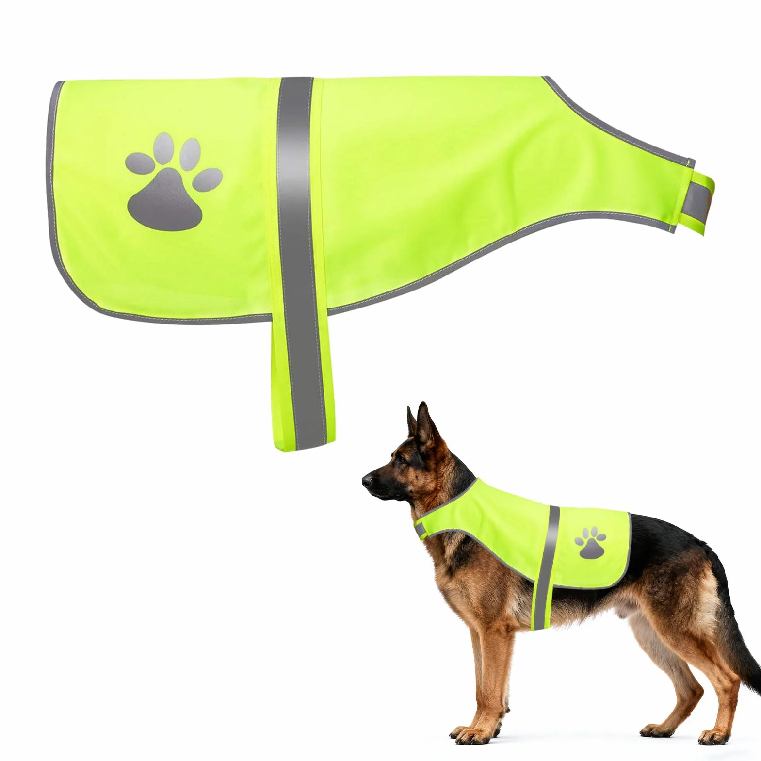 Gilet Jaune Chien Fluo Réfléchissant pour Promenades Nocturnes Petit Grands Chiens