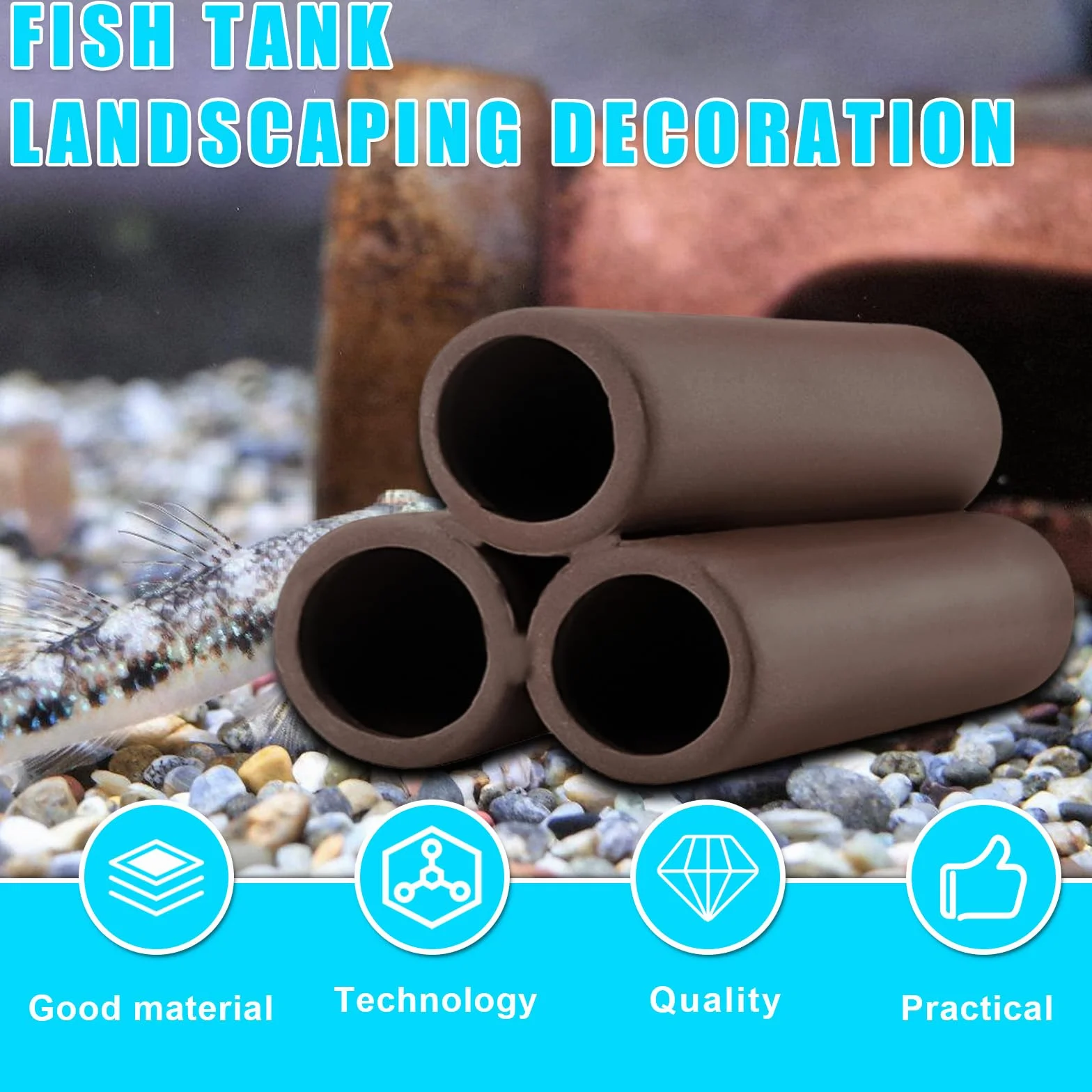Cachette en céramique pour aquarium Lot de 4 accessoire réservoir poissons décoration grotte crevettes