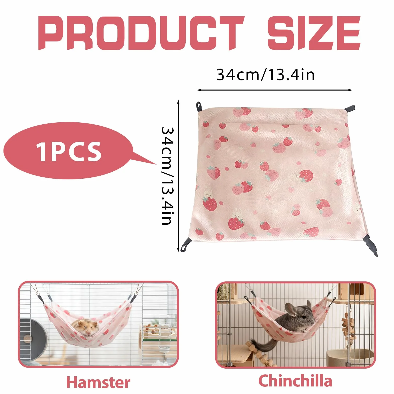 Hamac Cochon d’Inde Soie glacée 34 x 34 cm Hamac Rongeur Ajustable Cage Furet hamac Rongeur Ajustable Double Face Cage cabane balançoire fraîche été pour Lapin Hamster Chinchilla