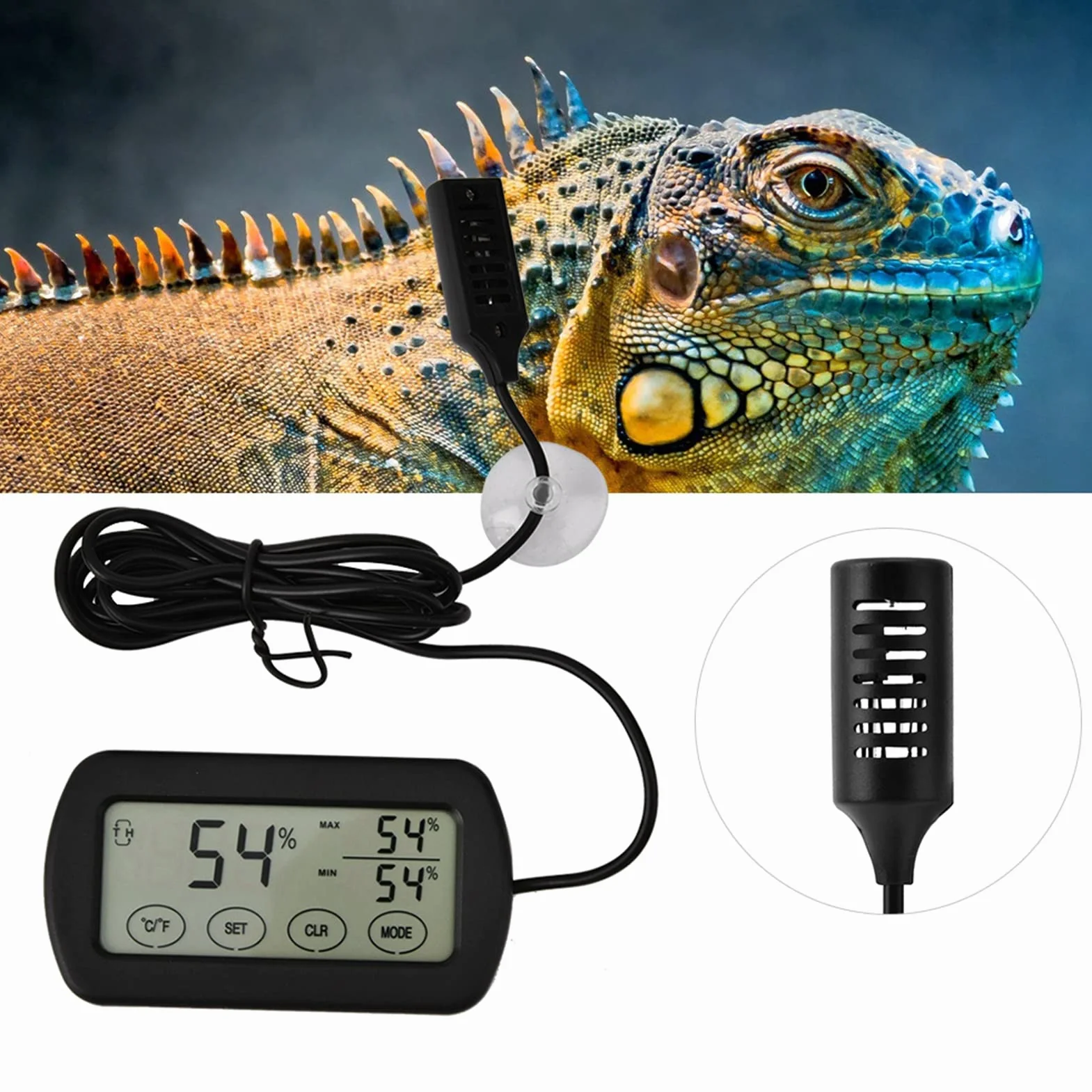 Thermomètre et hygromètre LCD pour couveuse d’œufs, moniteur numérique température humidité avec ventouse