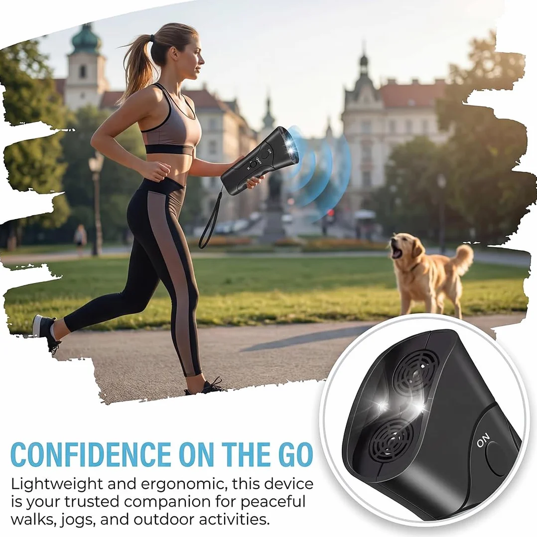 Petgentle Dog Trainer, Ultrasonic Anti Barking Device, Portable Bark Deterrent with LED & 3 Modes, Safe Silencer All Breeds