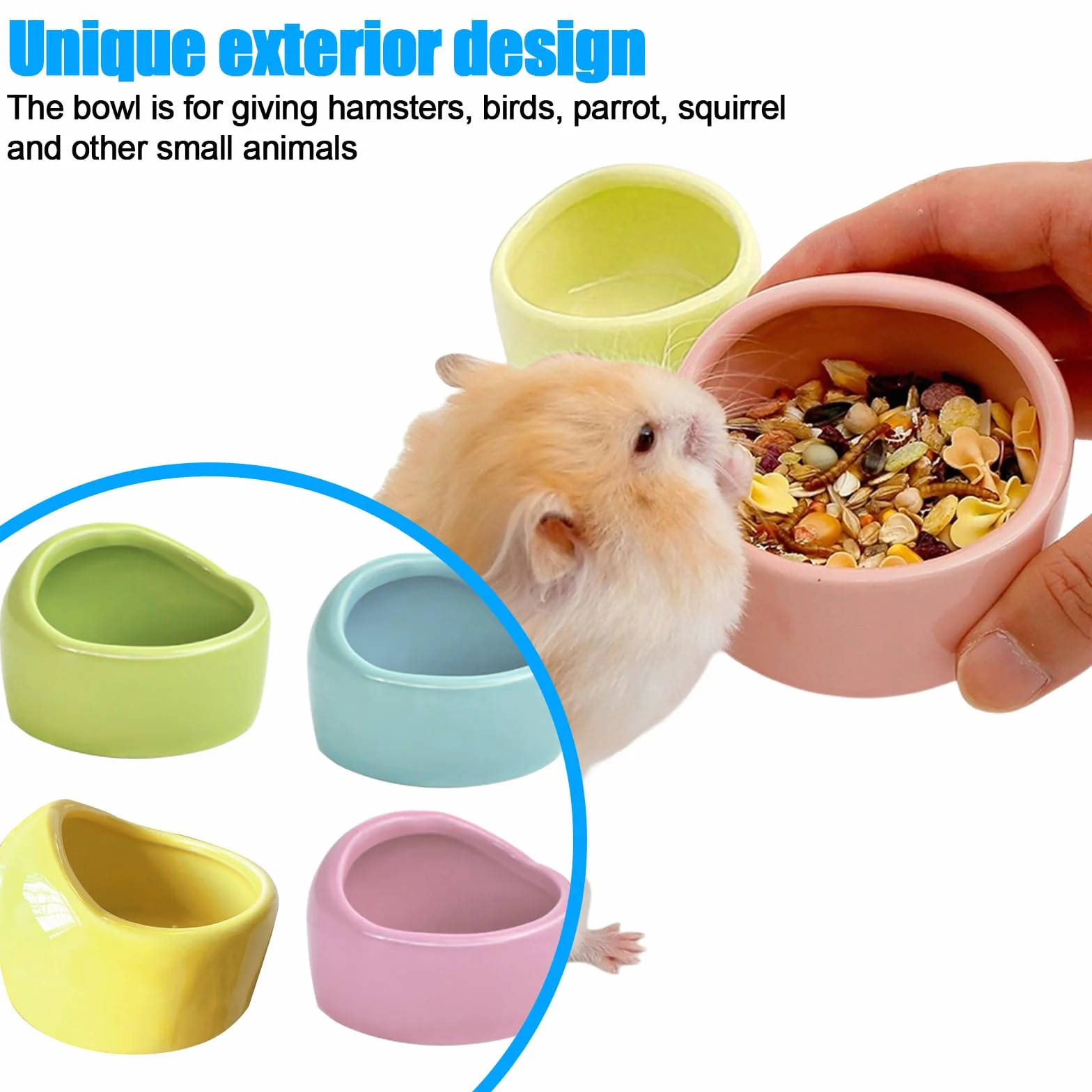 Gamelle anti-morsure pour hamsters et cochons d'Inde - Lot de 4 bols en céramique