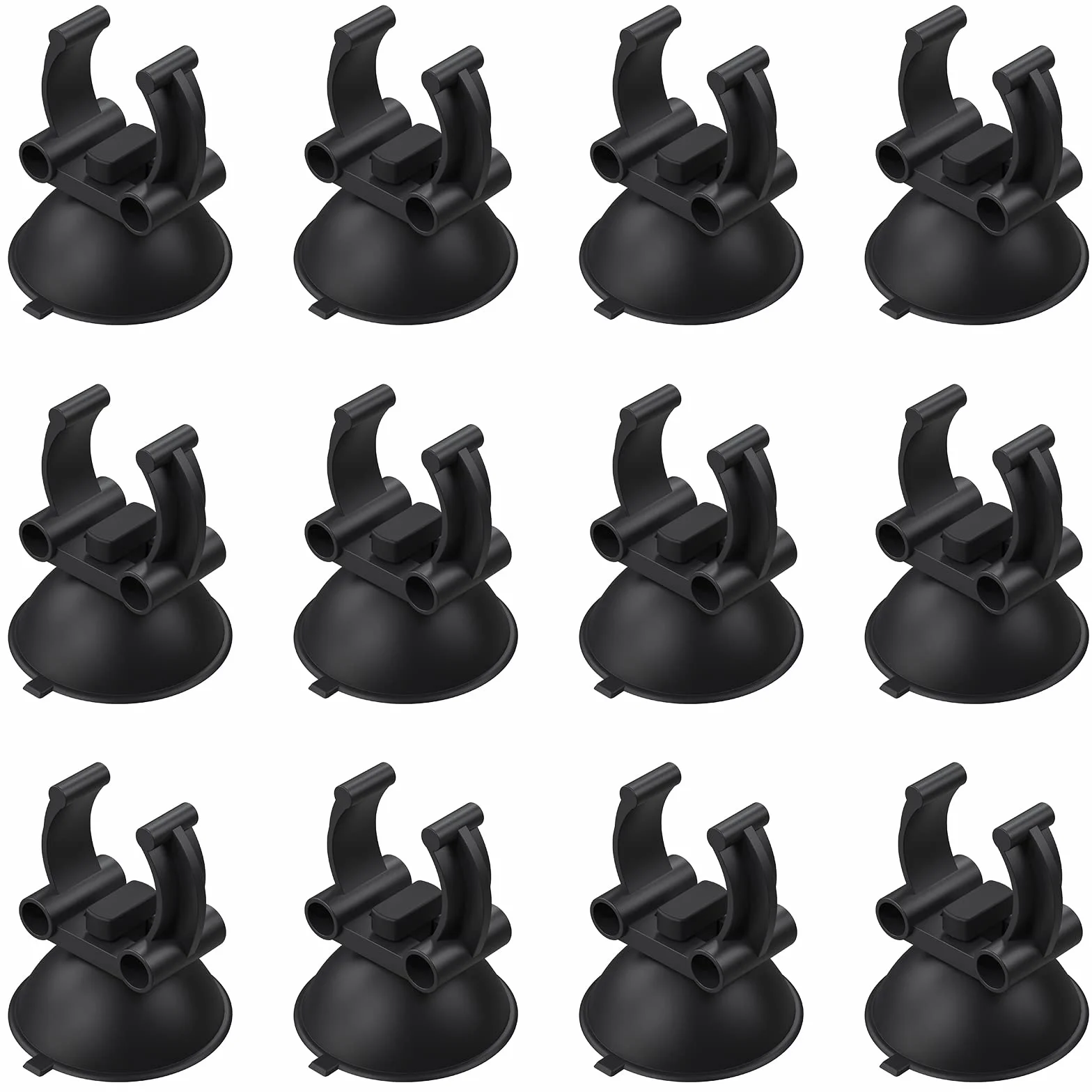 Pawfly Ventouses pour Chauffage d'Aquarium De 3,3 Cm avec Pinces De 2,4 cm Clamps De Fixation pour Canne Chauffante Standard Noire pour Aquariums (Pas pour Les Tubes De Ligne Aérienne), 12 Pièces