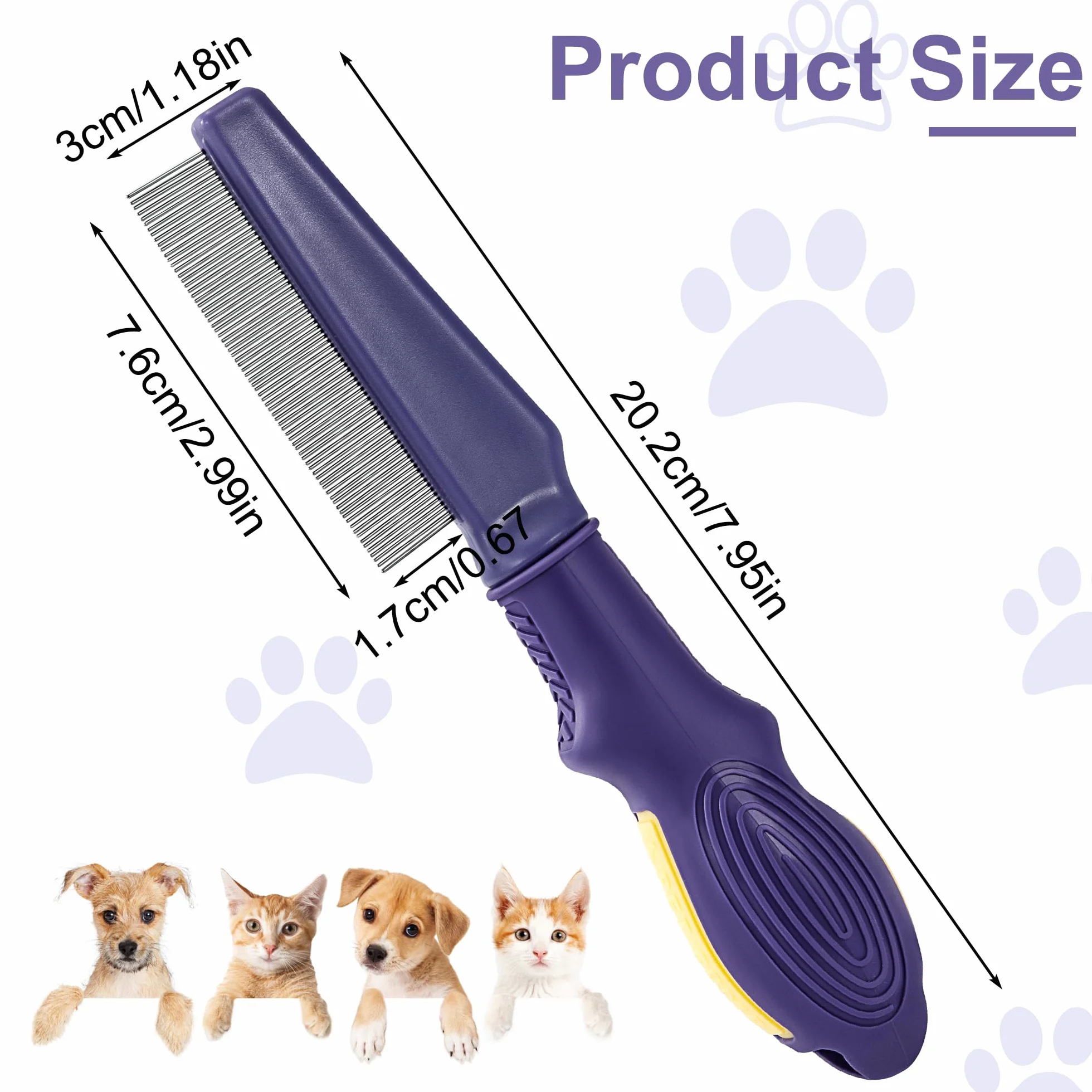 Peigne anti-puces pour Chien et Chat Dents Fines Peignes de Toilettage Nettoyage