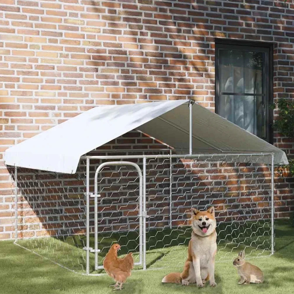 Chenil Extérieur pour Chien Métal 200x200x150 cm