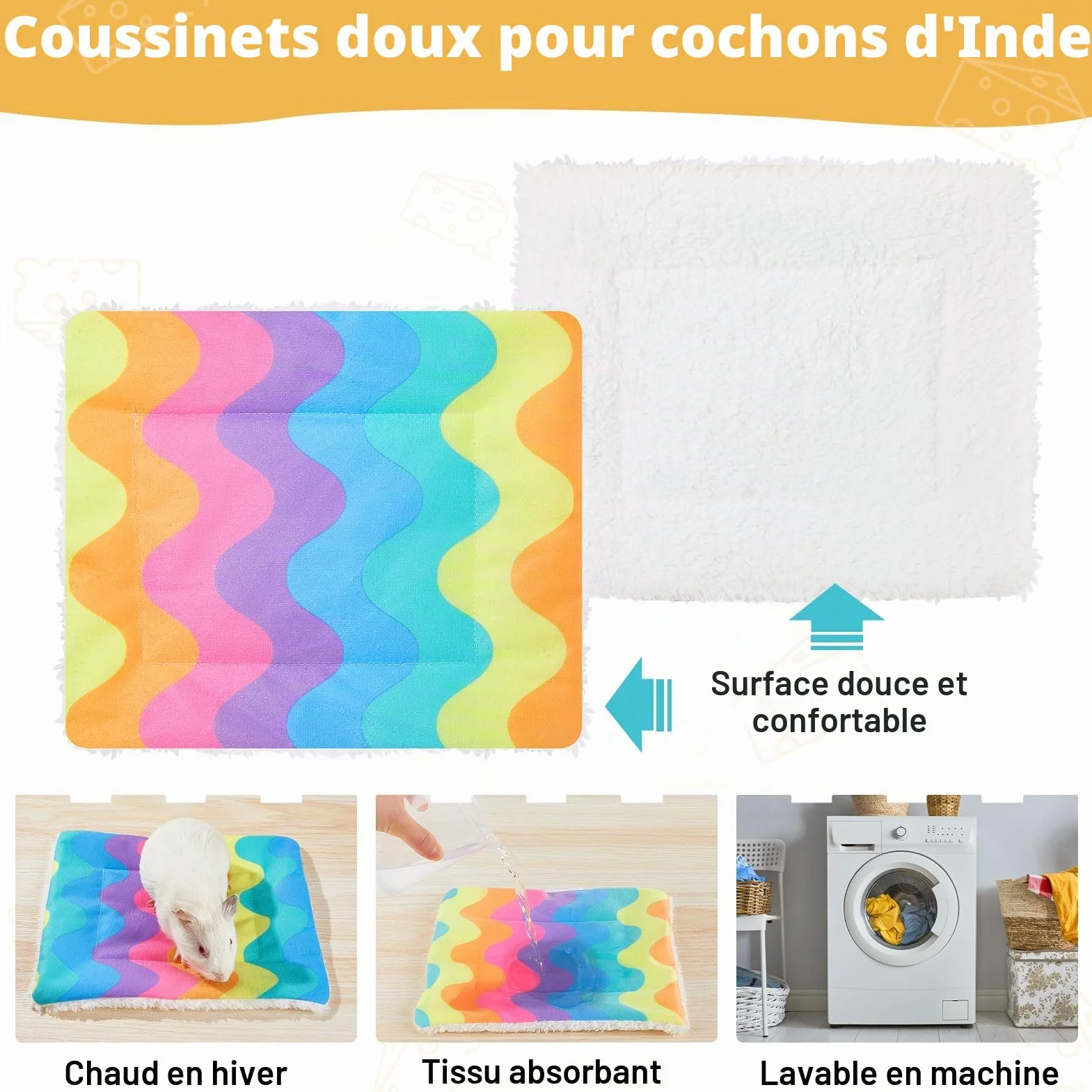 Cabane en Bois pour Cochons d’Inde, Maison Cachette pour Petits Animaux avec Rampe, Plusieurs Portes et Fenêtres, Accessoire pour Hamsters et Autres Petits Animaux