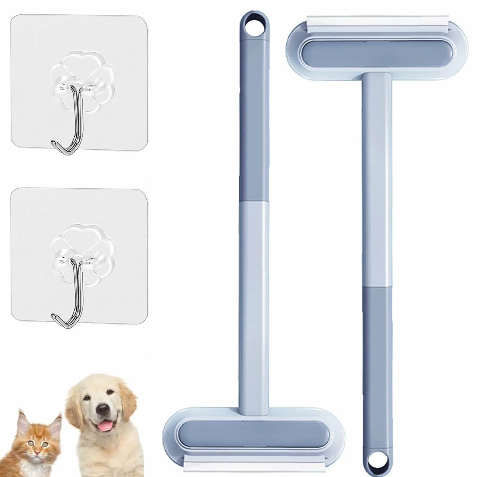 Brosse Anti Poils Animaux 4 en 1, Pet Hair Remover pour Canapé Tapis Vêtements Literie (Bleu)