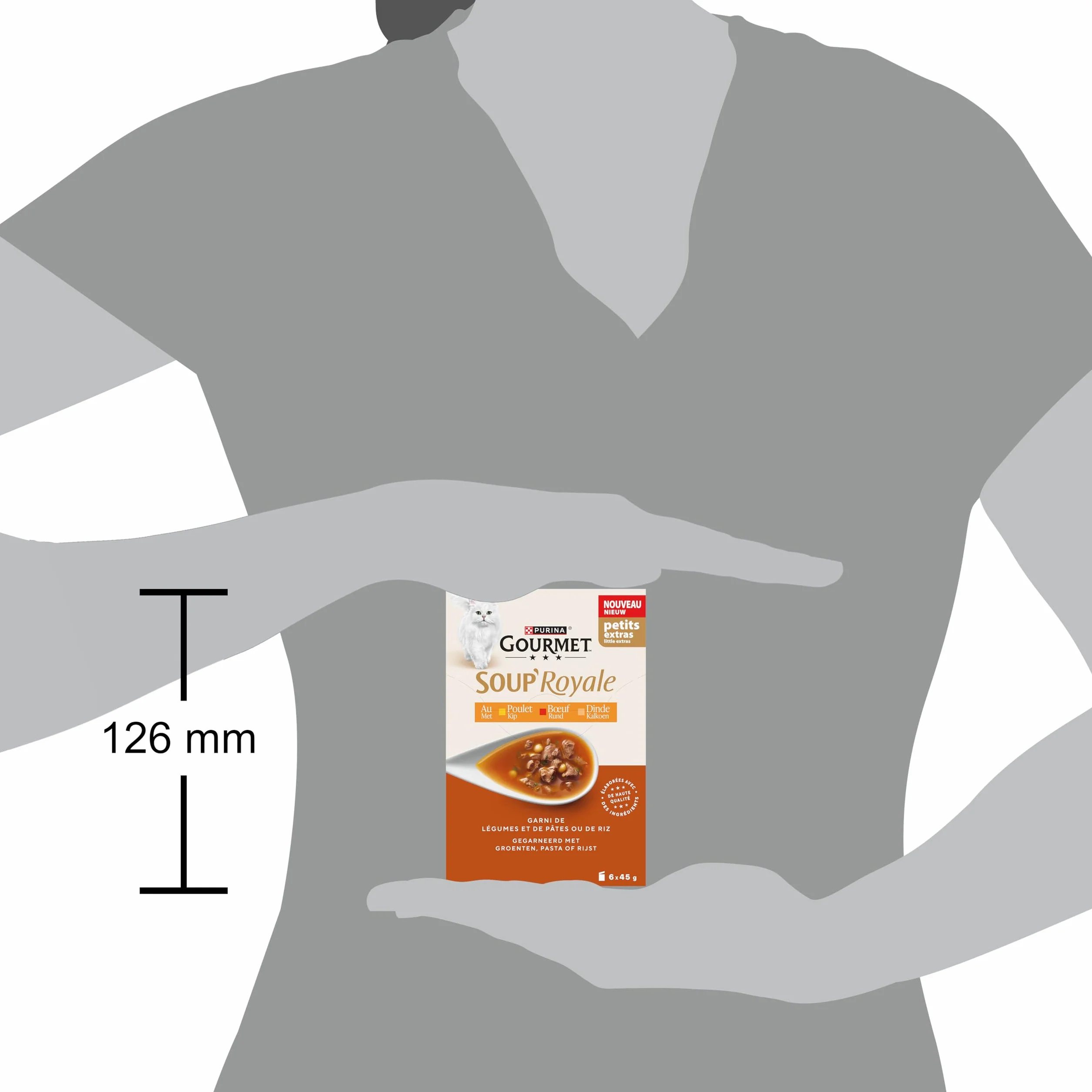 GOURMET | Soup Royale | Soupe Exquise à la Viande | Aliment Complémentaire Humide pour Chat Adulte| Elaboré avec des ingrédients de Haute Qualité | Poulet, Dinde, Bœuf | Sachets Fraîcheur | 6 x 45g