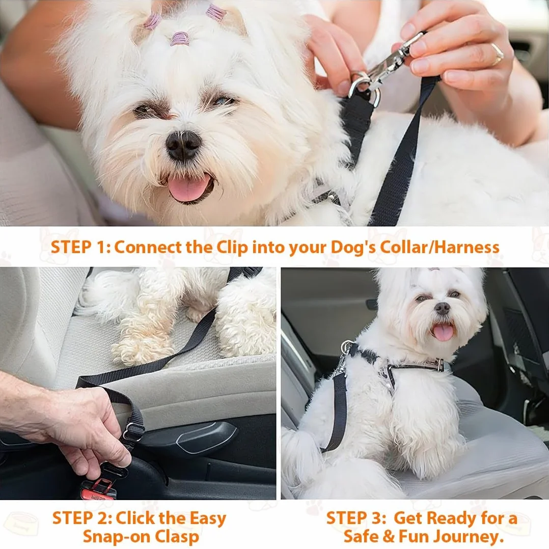 Ceinture Chien Voiture,3 Pièces Ceinture Voiture Chien,Ceintures Securite Chiens Voiture,Ceintures Securite avec Absorption des Chocs et Mousqueton,pour Chats et Chiot