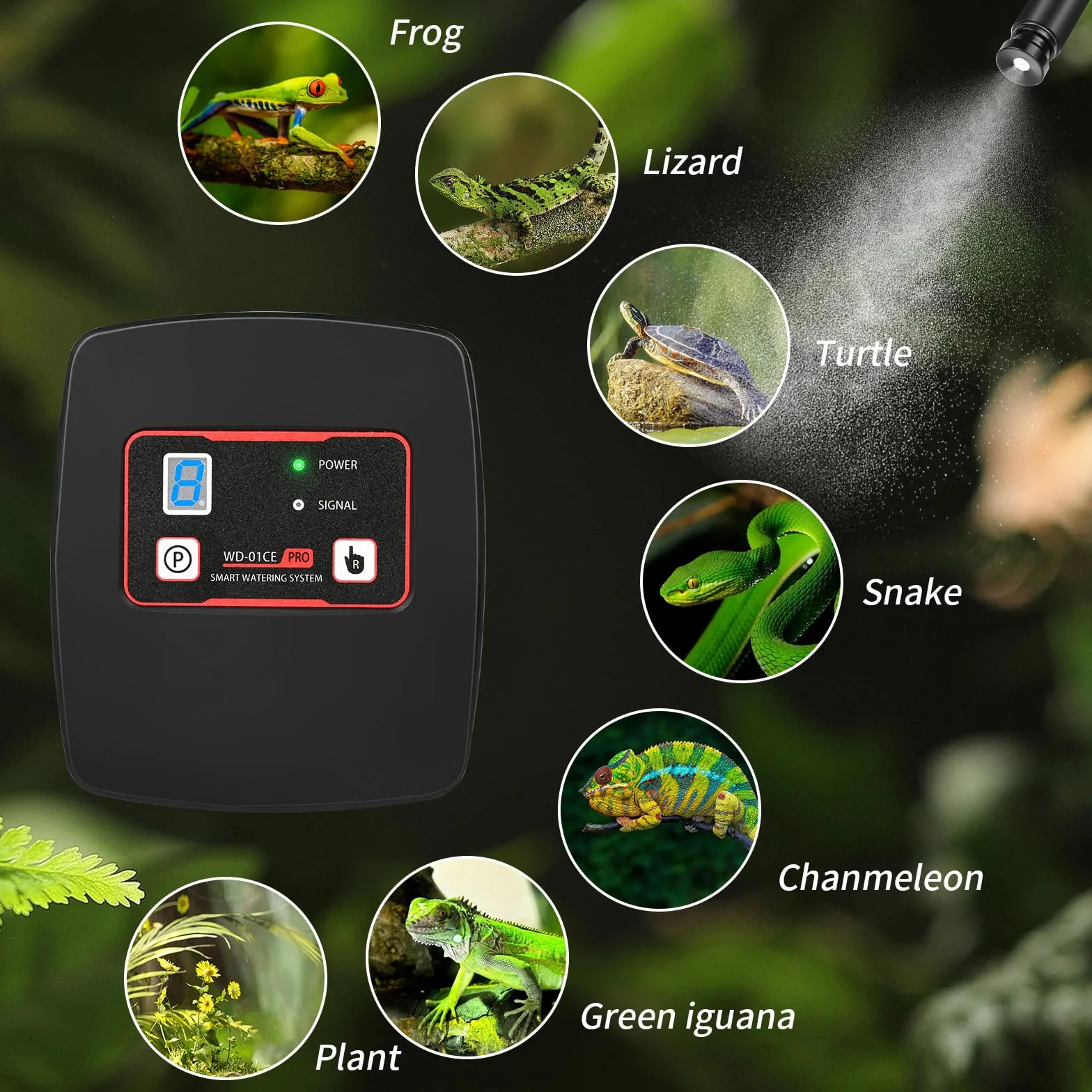 Système d'arrosage intelligent pour terrarium avec minuterie et 4 buses réglables 360°