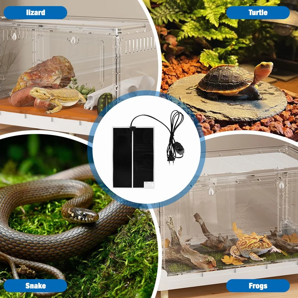 Tapis Chauffant Reptile 20W avec Contrôle de Température pour Terrarium Tortue Serpents Lézards
