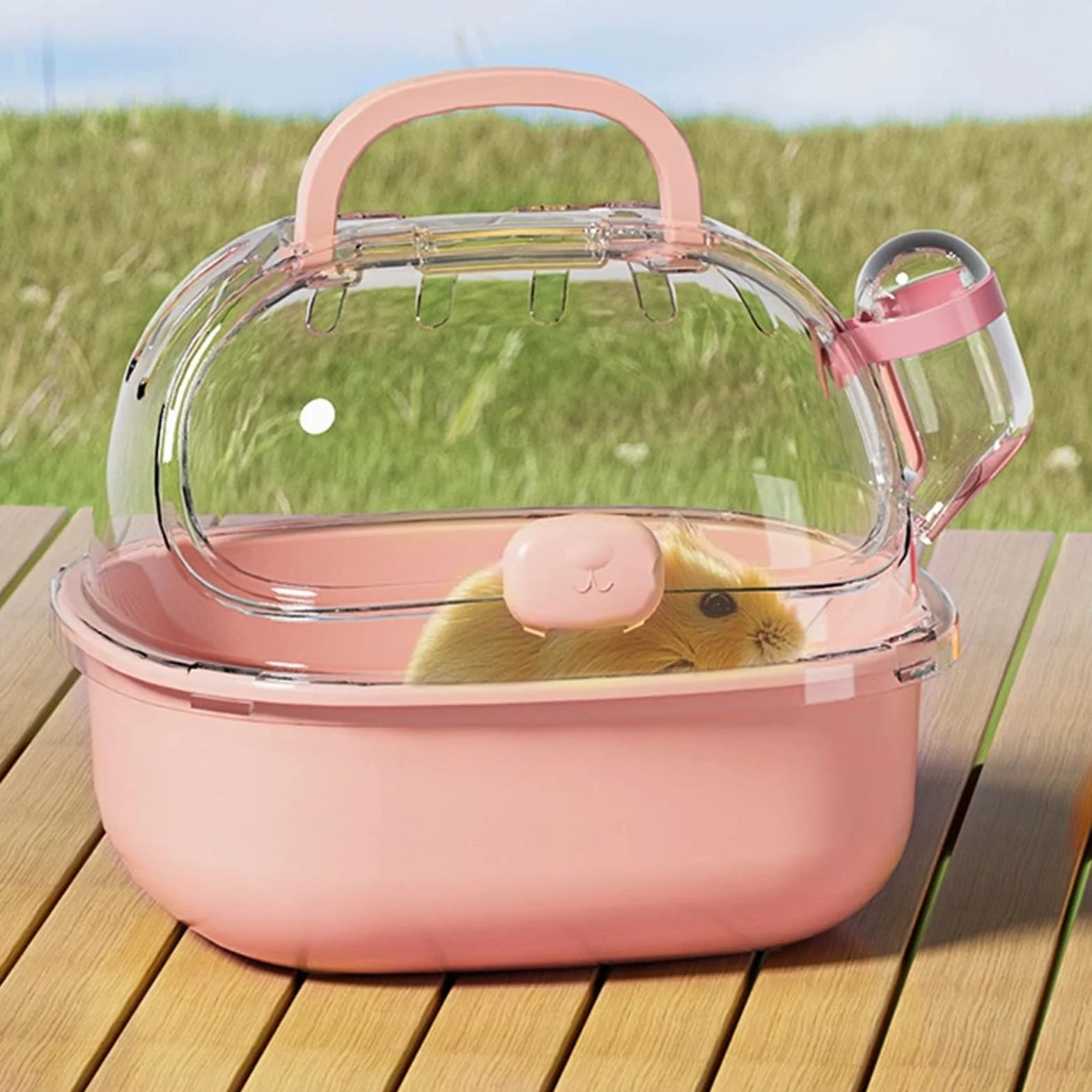 Cage de transport portable pour hamster 20 x 18 x 19 cm avec bouteille d'eau
