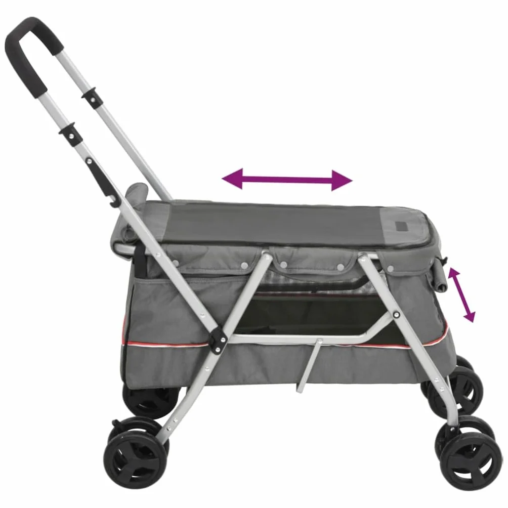 VidaXL Poussette pour chien pliante 100x49x96 cm Gris Tissu de lin