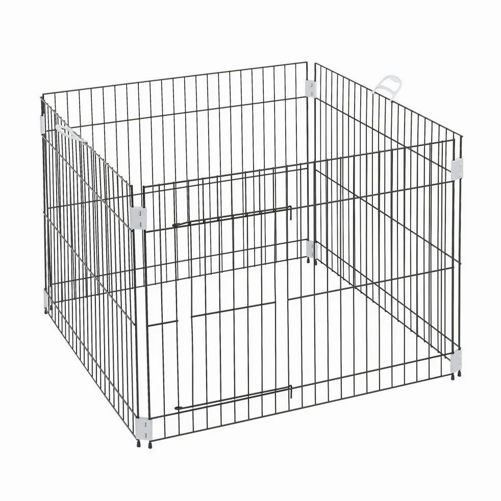Ferplast Enclos chiots box pour chiens DOG TRAINING Enclos d'intérieur pliable, pieds anti-dérapants, en métal robuste vernis, poignées ergonomiques, 80 x 80 x h 62 cm