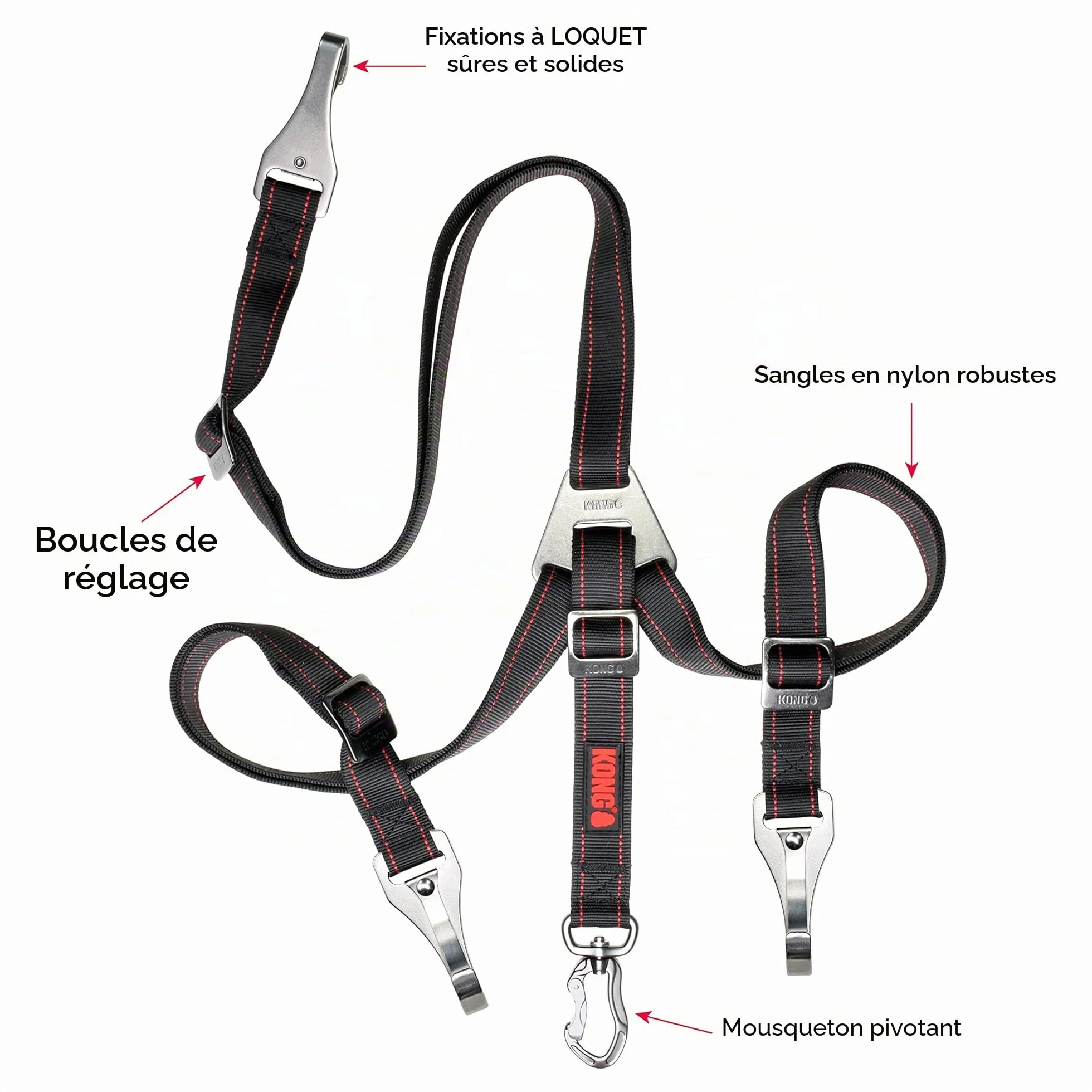 Kong Attache de sécurité Ultime, Ceinture de Sécurité Voiture pour Chien