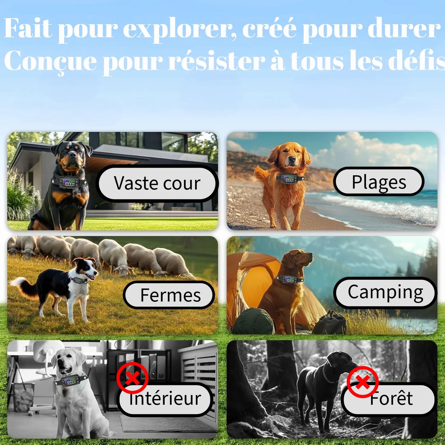 Clôture électrique sans fil GPS pour chien, 4e génération, portée 33-999 m, anti-fugue IA, IPX7