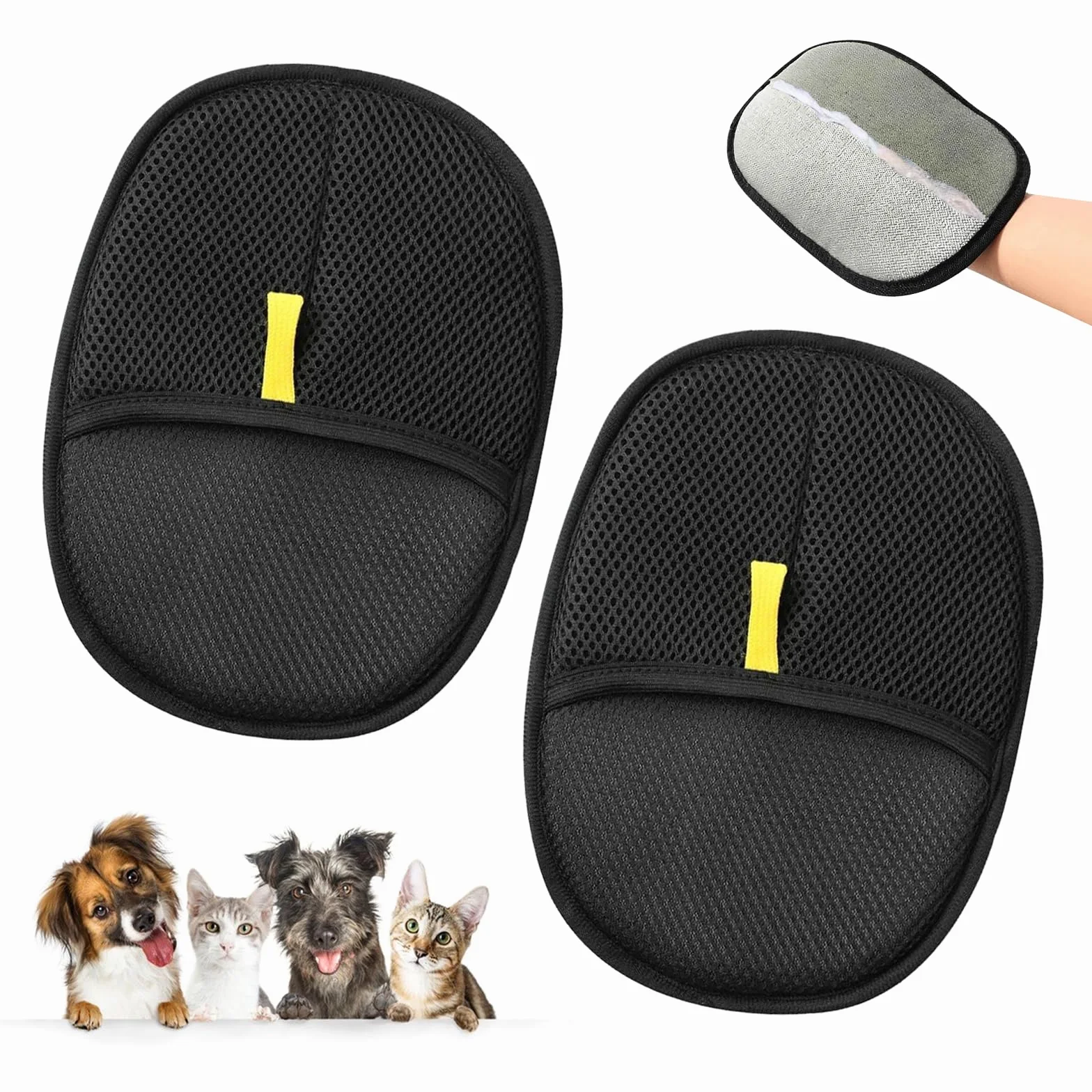 Gants d'épilation d'animaux électrostatiques, Brosse Anti Poils, Gant enlever Poil Chat, 2 Pièces
