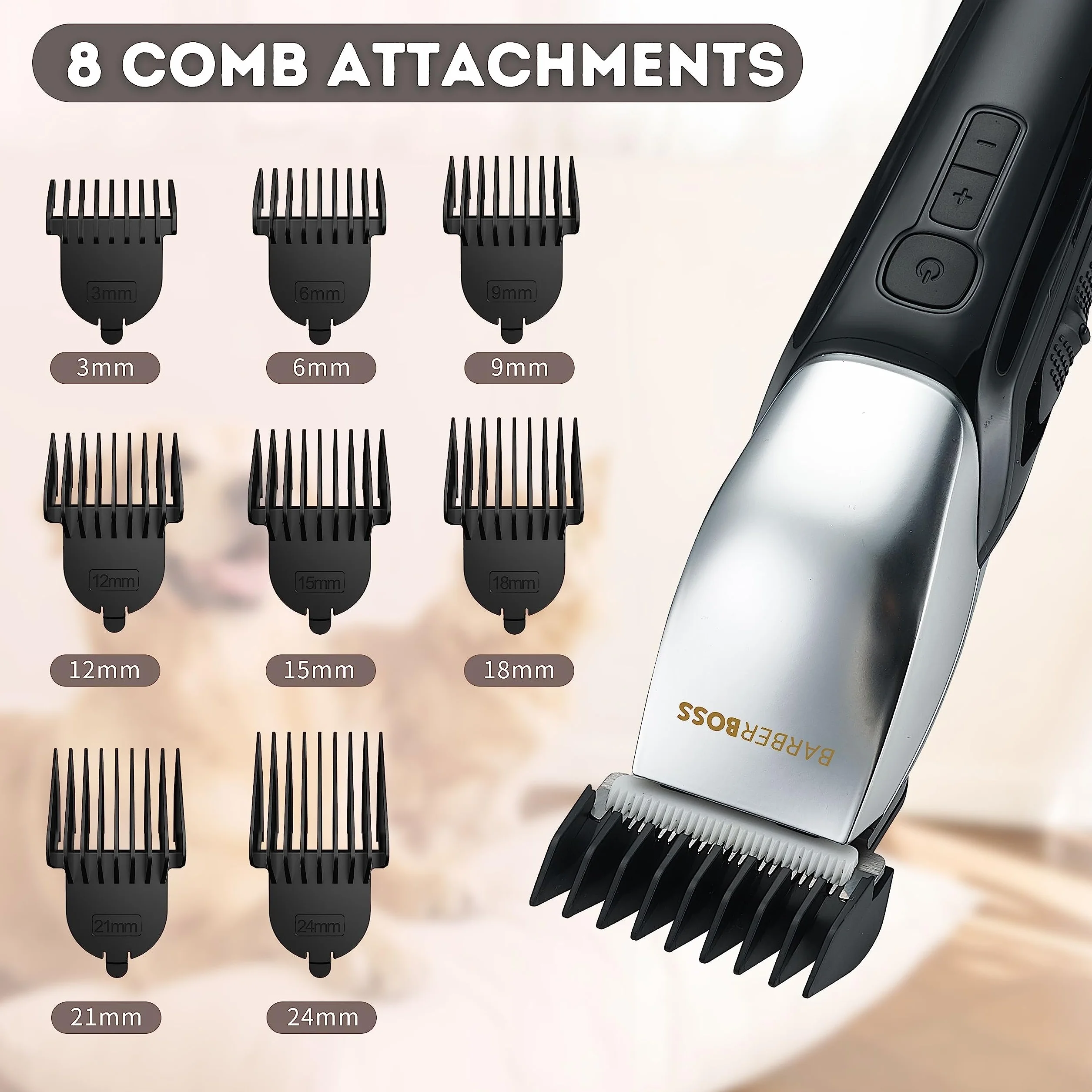 BarberBoss Tondeuse chiens sans fil 4 vitesses étanche tête céramique QR-9083