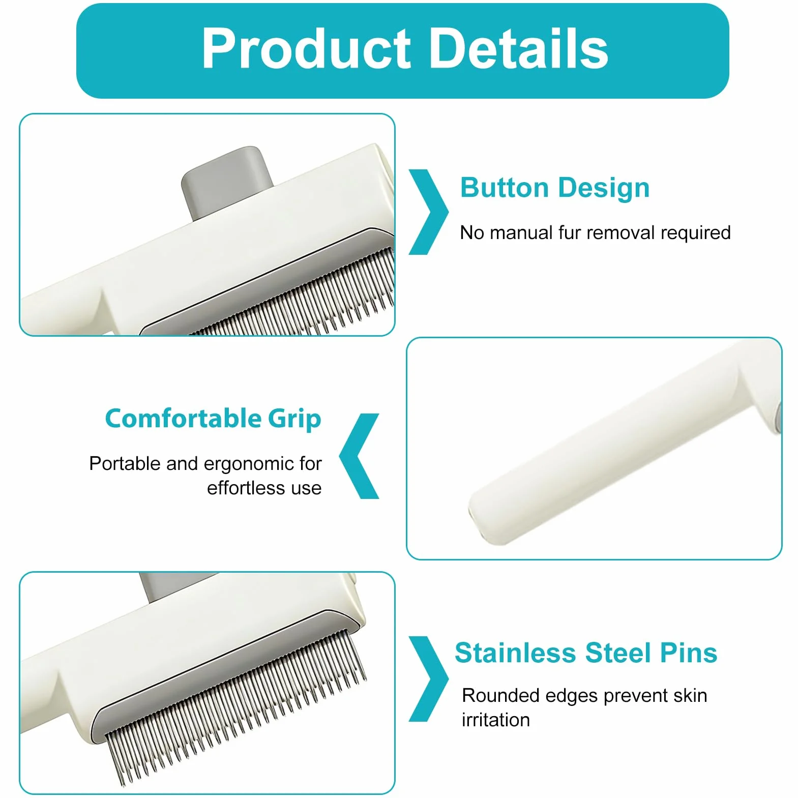 Peigne pour Chats Autonettoyant, Brosse de Toilettage pour Animaux Poil Court et Long, 2 Pièces