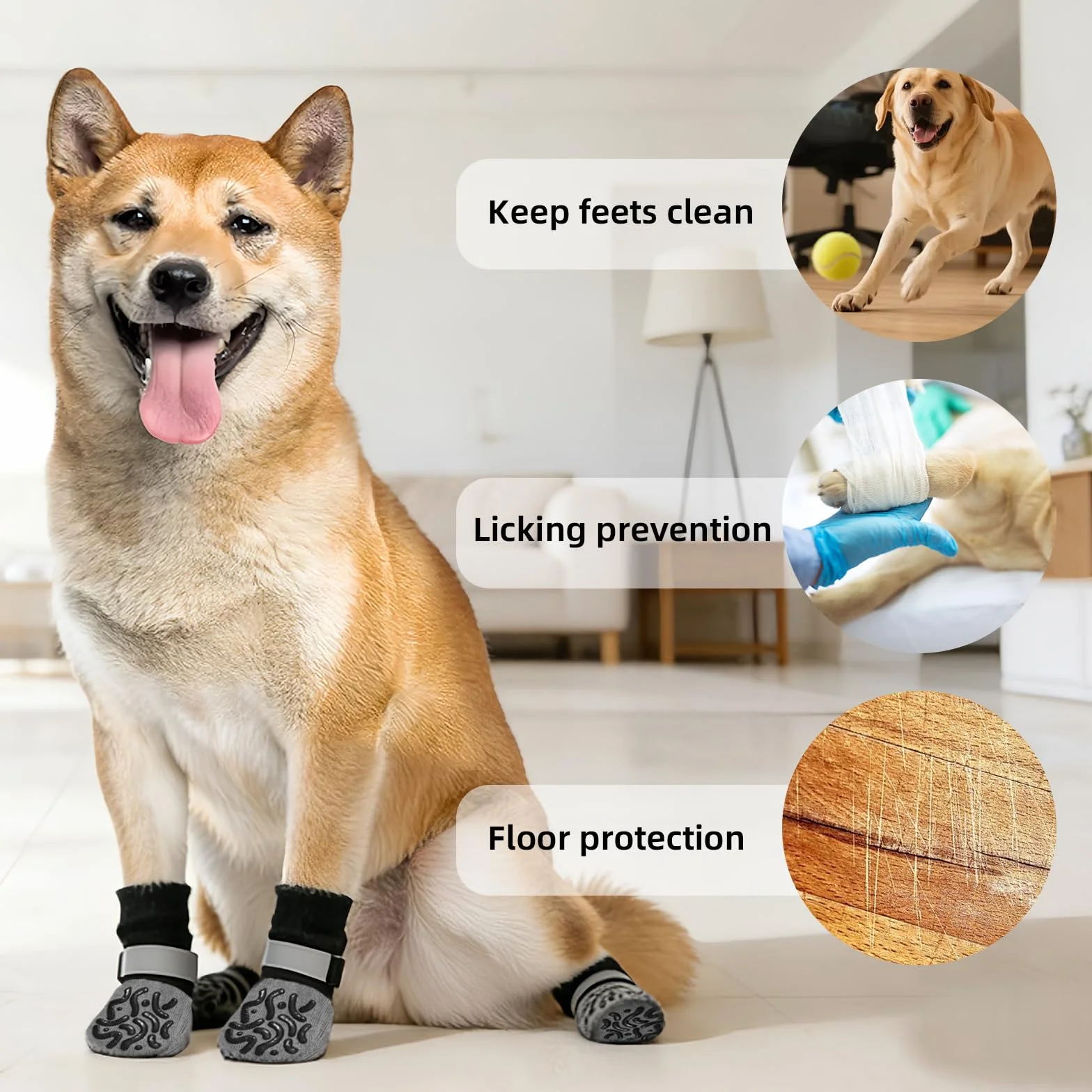Bottes Chaussettes Chien Antidérapante Semelle Silicone Chaussures Protection Plaie Accessoires Marche Extérieur Animaux