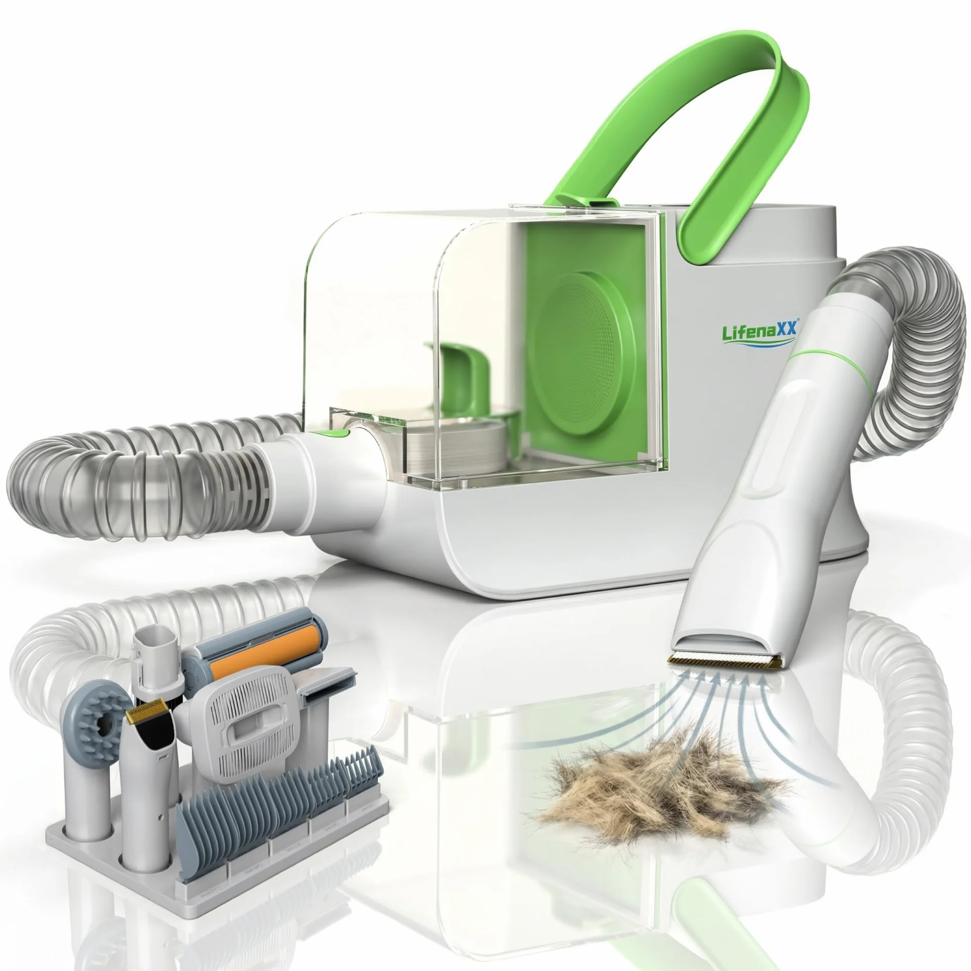 Lifenaxx Tondeuse Animale 6-en-1 avec Aspiration Kit Toilettage Chiens Chats Silencieuse LX-052