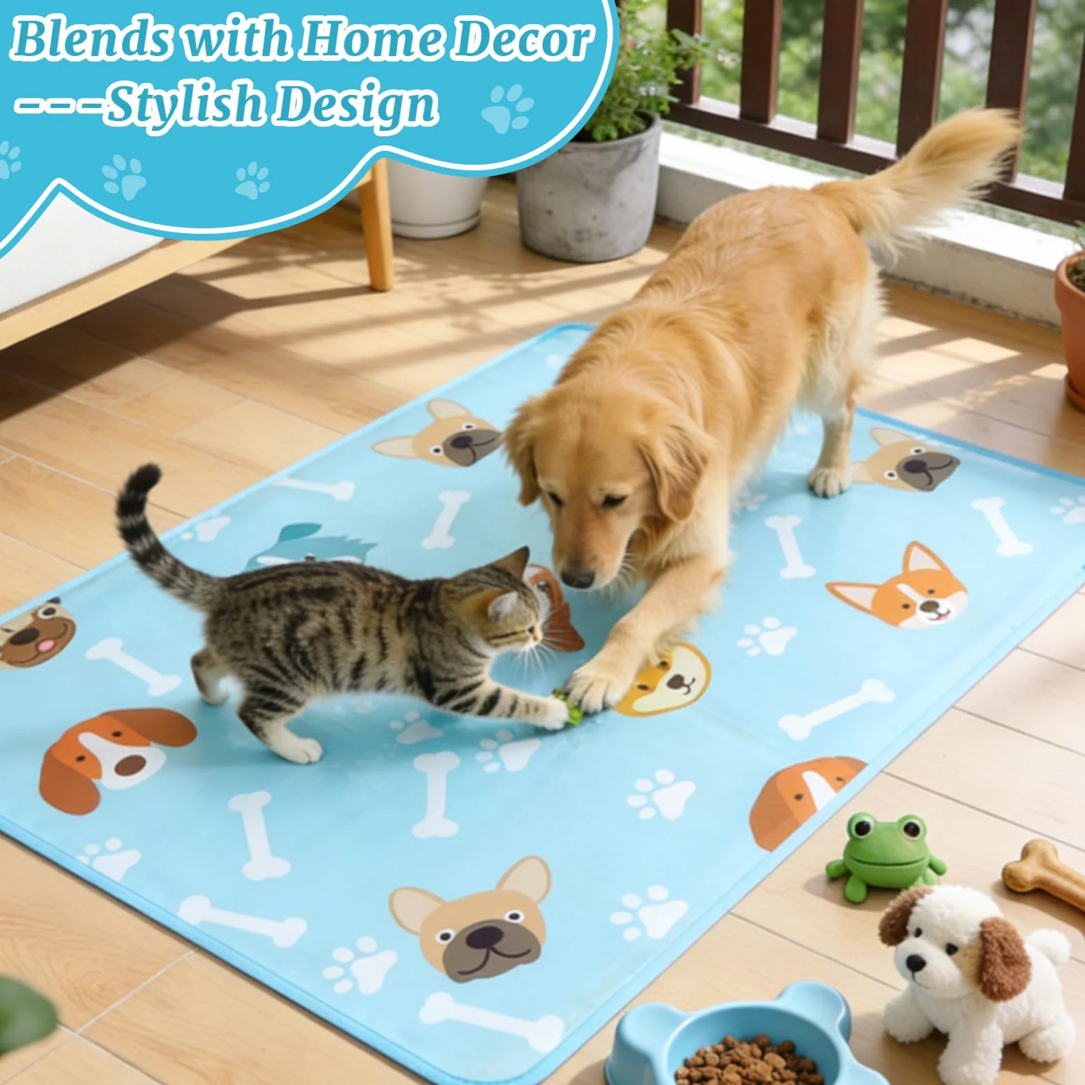 Tapis Rafraîchissant Chien Chat 90x60 cm Lavable Intérieur Extérieur Voiture