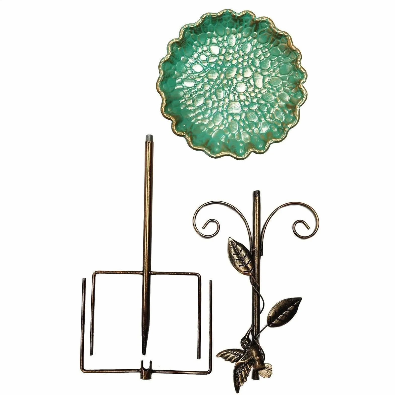 Bain d'oiseaux pour Extérieur, Mangeoire Vintage, Bassin en Métal sur Pied Antigel Hauteur Réglable pour Jardin Terrasse Balcon Extérieur