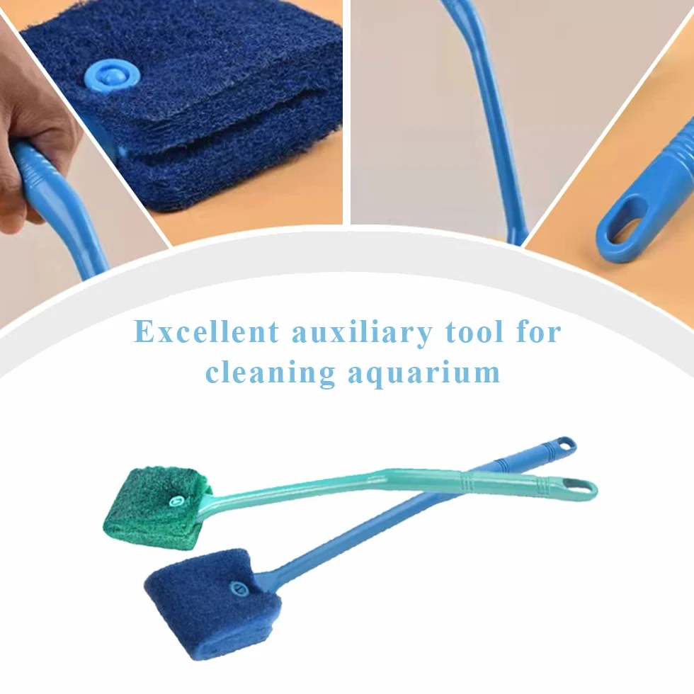 Éponge Aquarium Nettoyage 40cm Brosse Algues 2 Chiffons Accessoires Vitre
